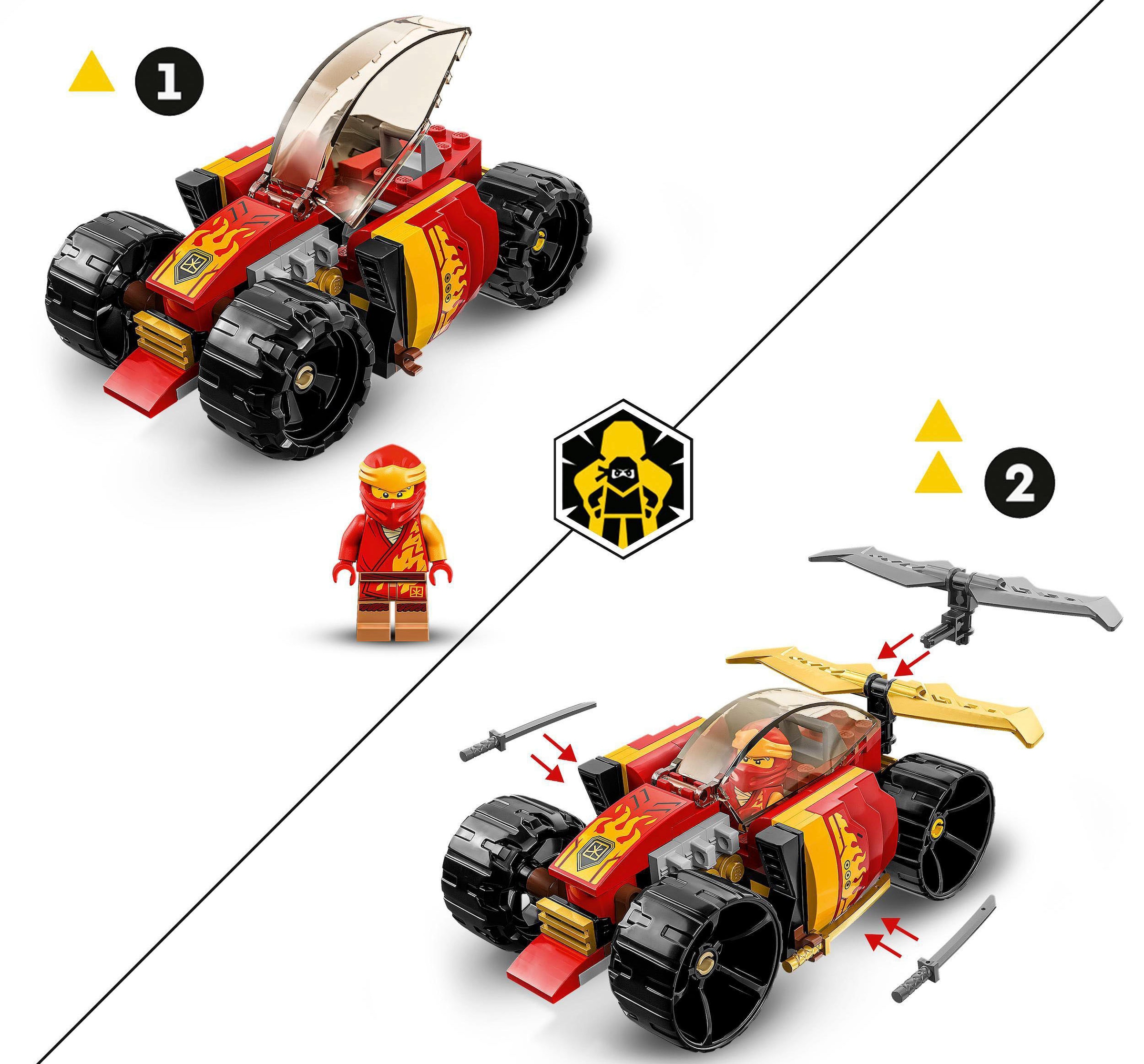 LEGO® Konstruktionsspielsteine »Kais Ninja-Rennwagen EVO (71780), LEGO® NINJAGO«, (94 St.), Made in Europe