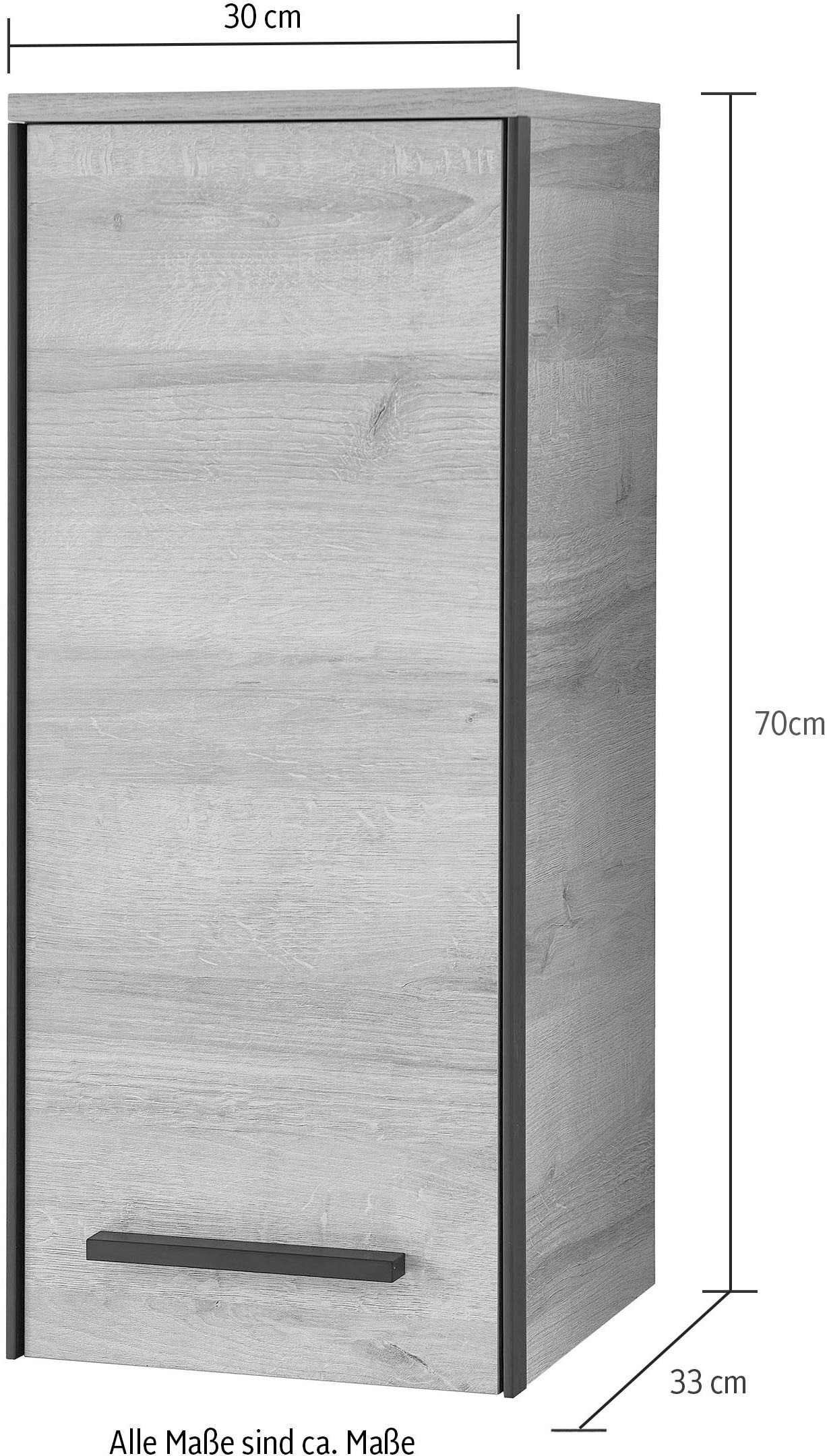 Saphir Hängeschrank »Quickset 395 Wand-Badschrank 30 cm breit mit 1 Tür und 2 Einlegeböden«, Badezimmer-Hängeschrank inkl. Türdämpfer, Griffe in Schwarz