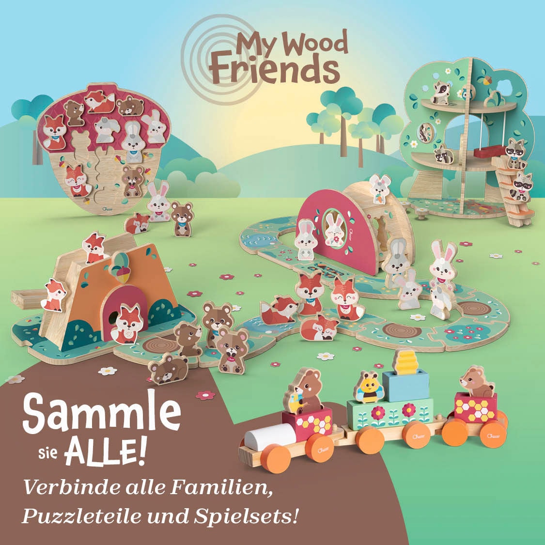 Chicco Spielzeug-Zug »My Wood Friends - Teddys Zug«