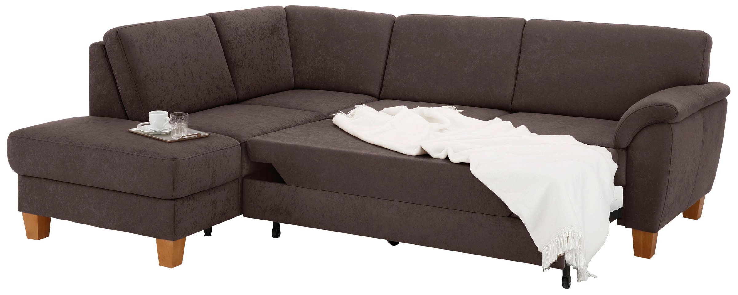 Home affaire Ecksofa »Alta L-Form«, mit Federkern und Kontrastnaht, Füße Buche eichefarben