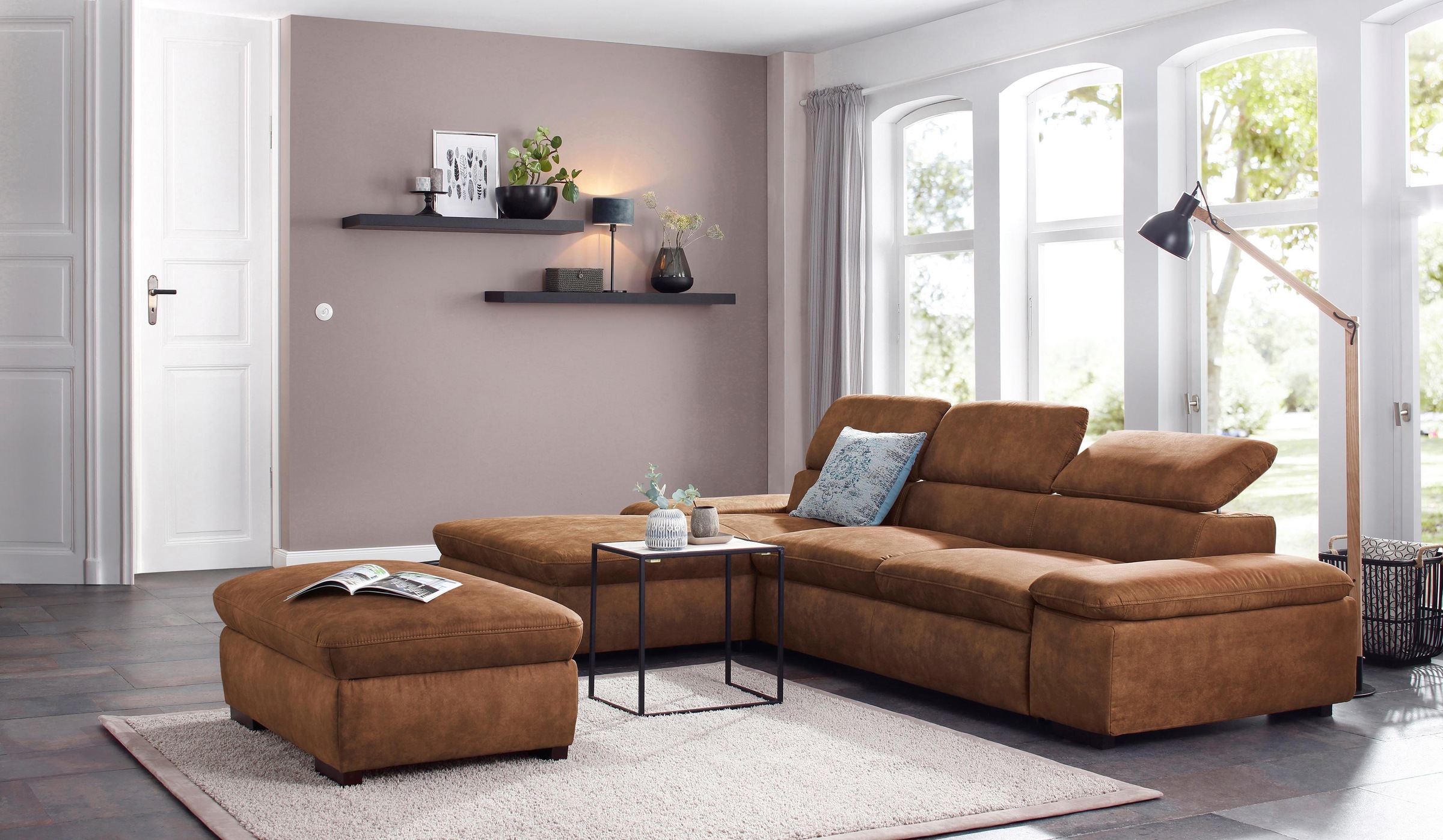 Home affaire Ecksofa »Alberto L-Form«, mit Kopfteilverstellung, wahlweise mit Bettfunktion