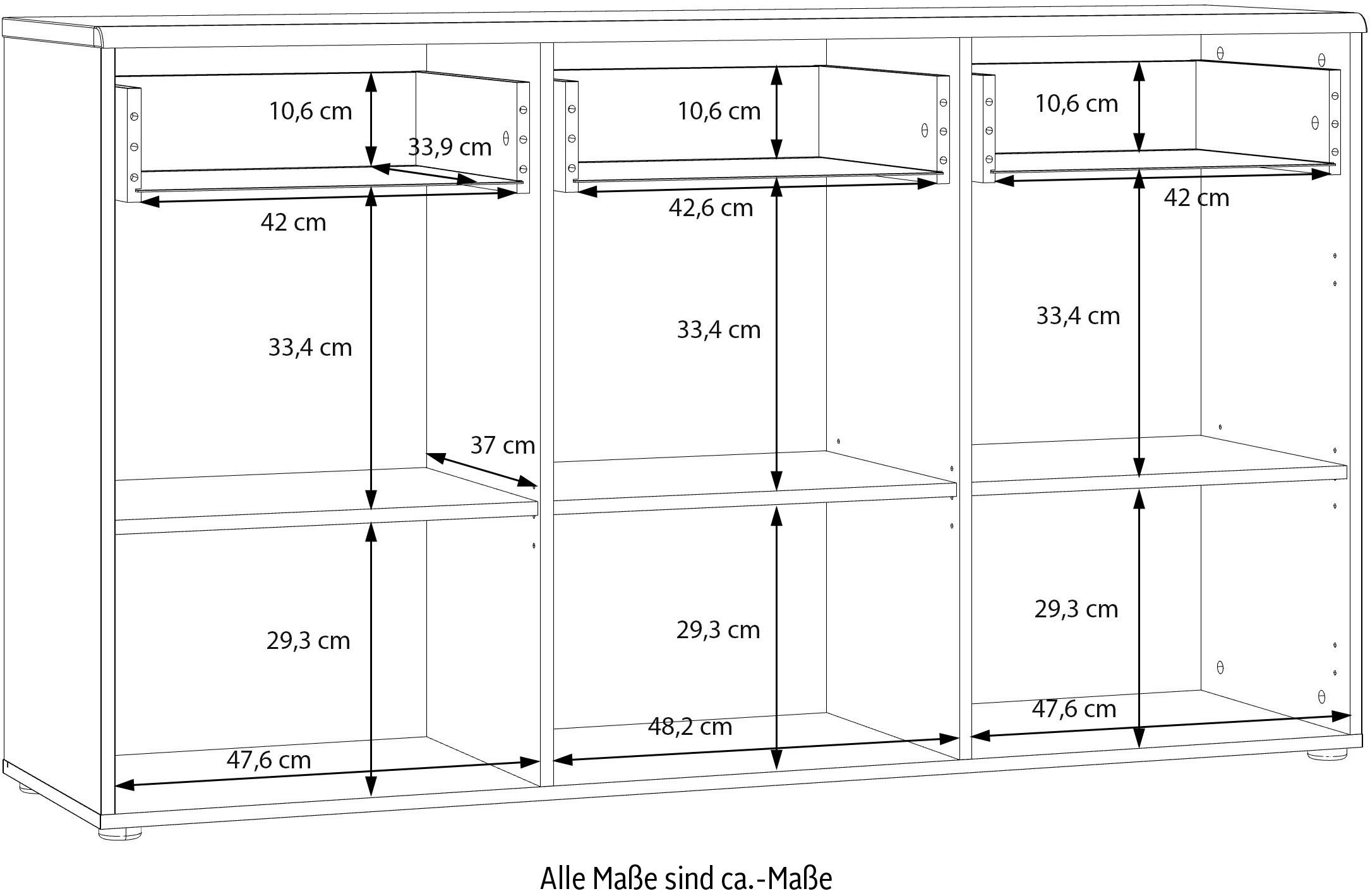 FORTE Sideboard »Akinori« Sideboard, Holzoptik, MDF Front, Metallgriffe, Soft Close, Vollauszug