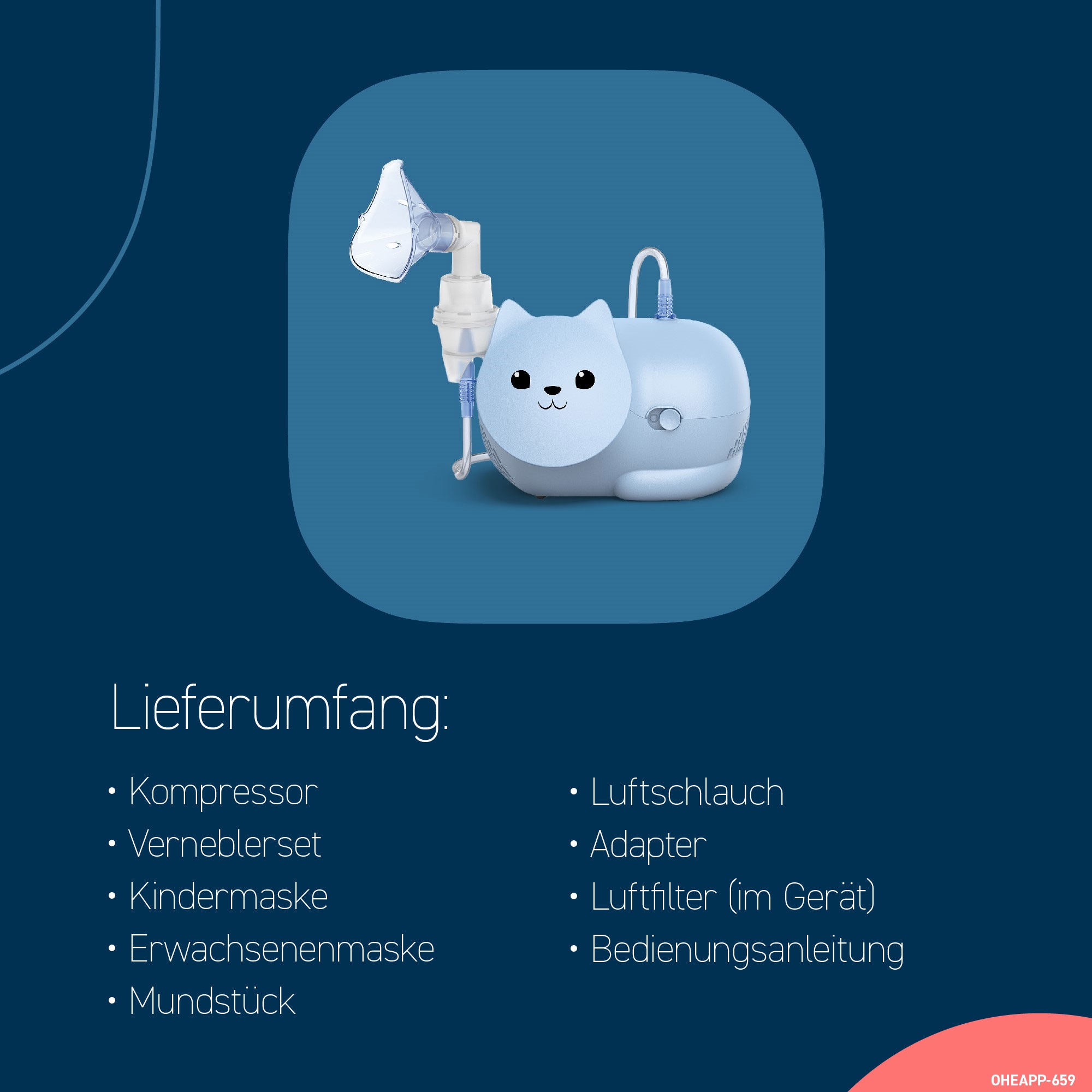 Omron Inhalationsgerät »NE-C303K-EO Nami Cat« kinderfreundliches Inhalationsgerät