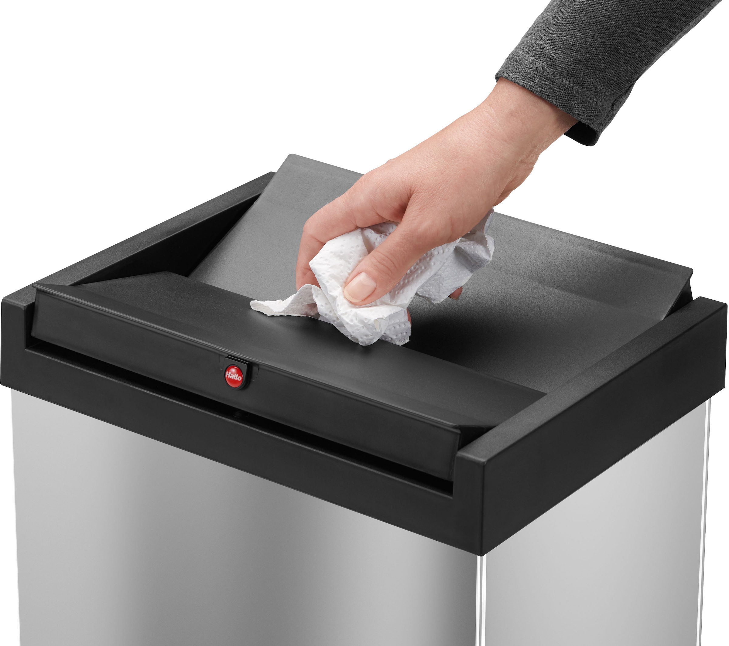 Hailo Mülleimer »Big-Box Swing XL«, 1 Behälter, 52 l, Stahlblech o. Edelstahl, mit selbstschließendem Schwingdeckel
