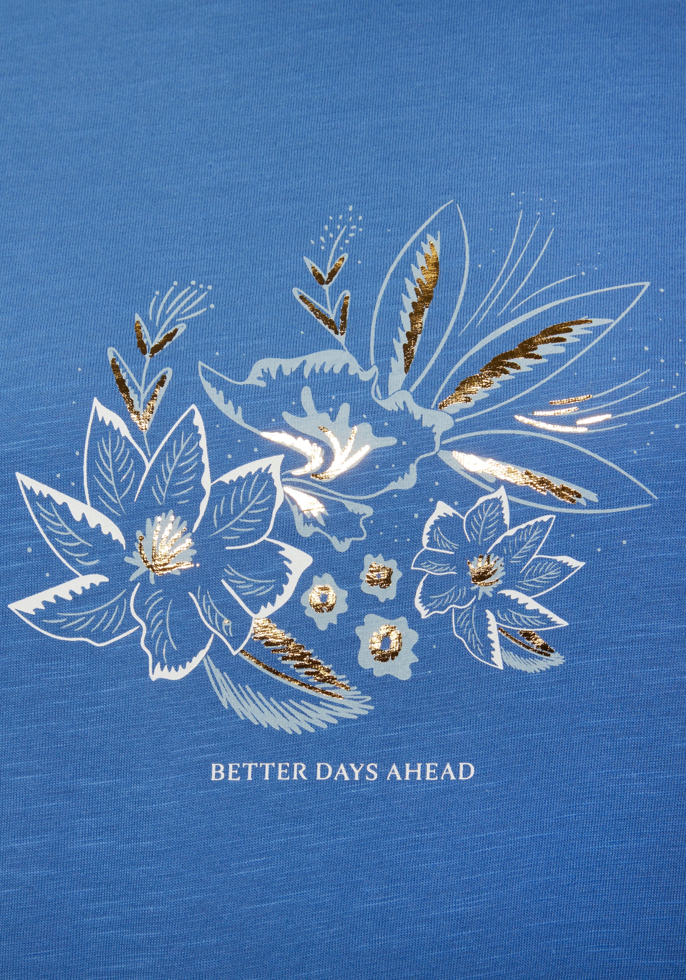 Vivance T-Shirt »mit goldenfarben schimmerndem Folienprint« aus weicher Baumwoll-Qualität