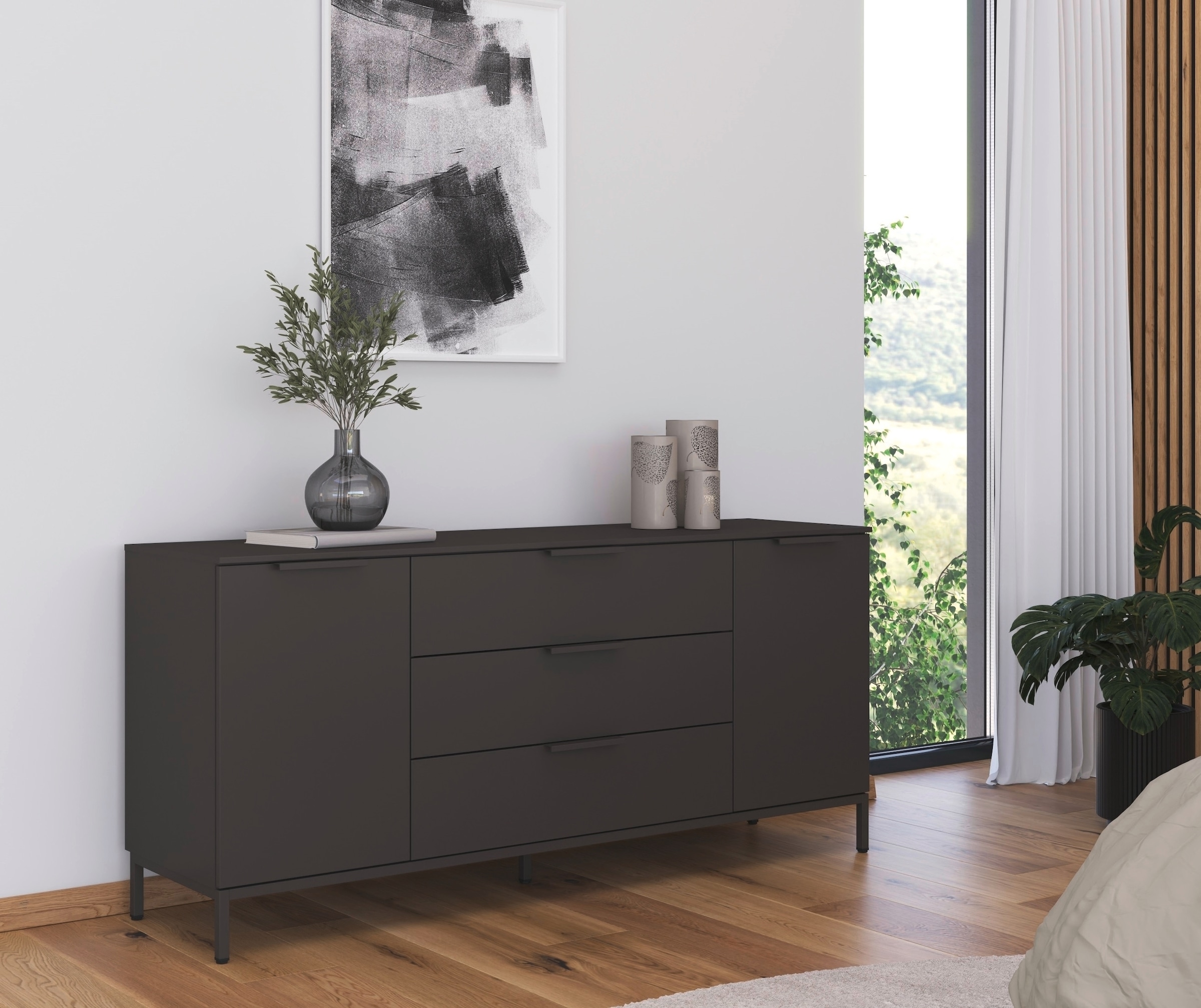 rauch Kombikommode »Kommode Türkommode Sideboard Kombikommode FLIPP«, (Breite 160 cm mit 2 Einlegeböden), 2-türig mit 3 Schubladen und Soft-Close-Funktion