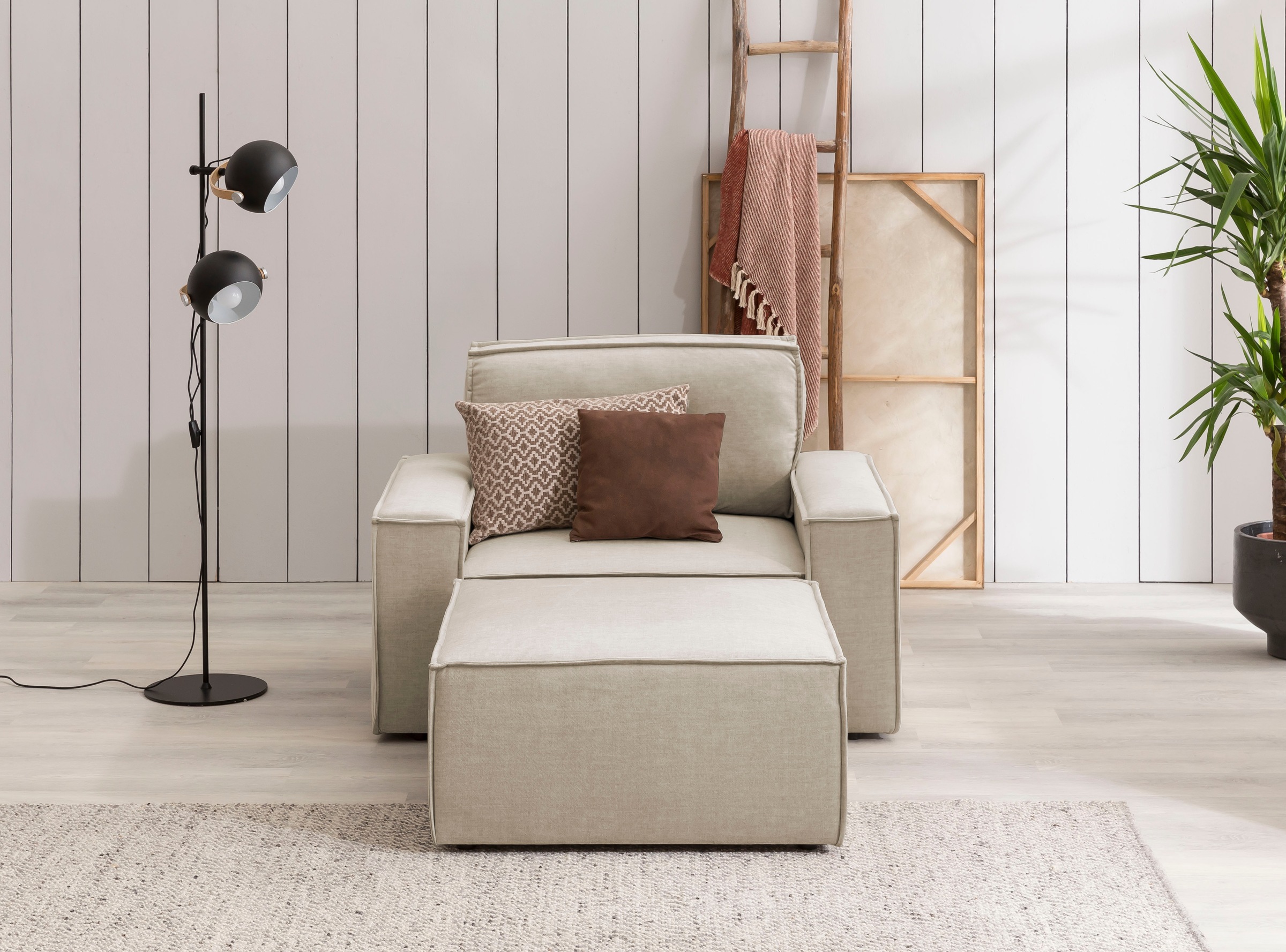 Home affaire Sessel »SHERWOOD«, Loveseat und Hocker im Set, passend zur Polster-Serie SHERWOOD