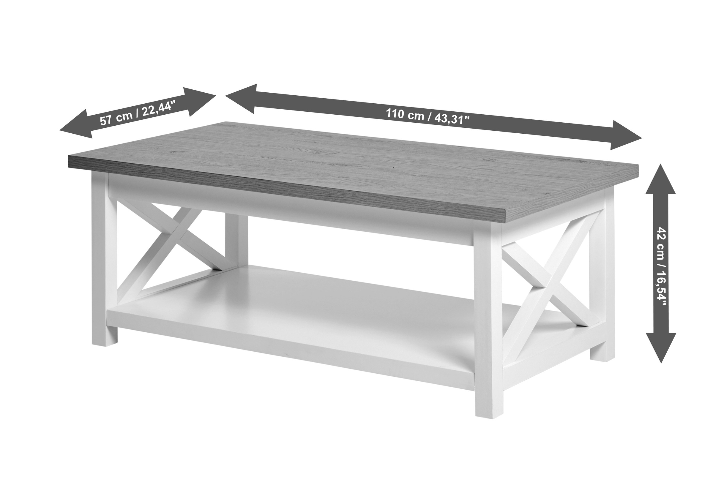 Jahnke Couchtisch »CHALET COFFEE«, (1 St.), Couchtisch, Kaffetisch, mit Ablageboden, Landhausstil, X-Design