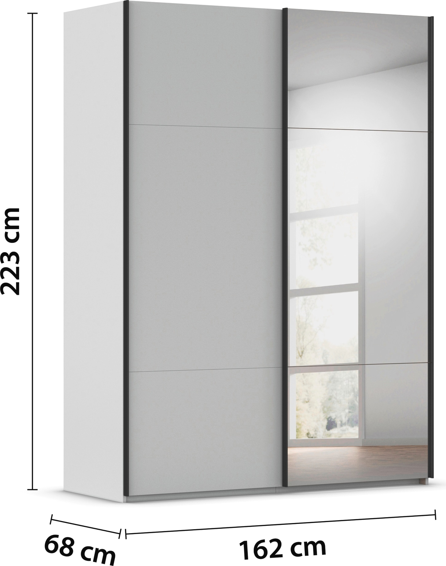 rauch Schwebetürenschrank »Kleiderschrank Schrank Garderobe Schlafzimmerschrank CONTIDO« in 3 verschiedenen Ausstattungen BASIC/CLASSIC/PREMIUM,  aus hochwertigem Material in 6 Breiten 2 Griff-Farben MADE IN GERMANY