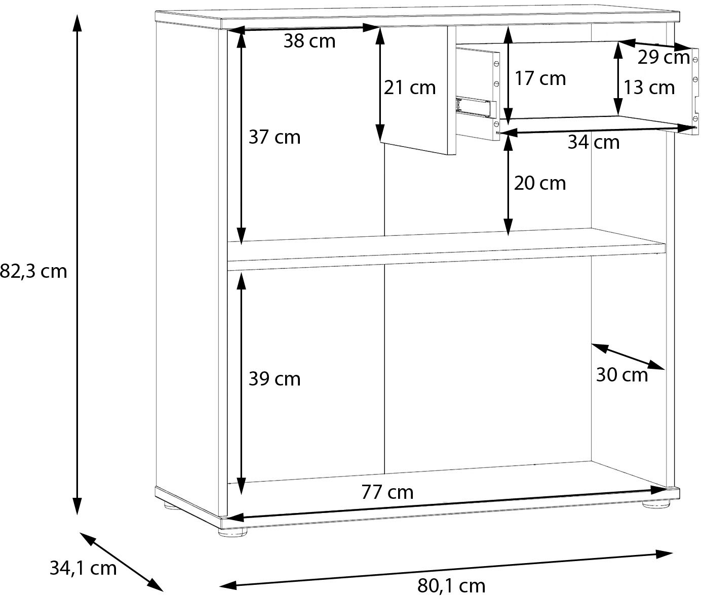 FORTE Kommode »Ganymede«, Kommode, Stauraum, Schublade; Metallgriffe, 4 Dekore, Breite 80,1cm