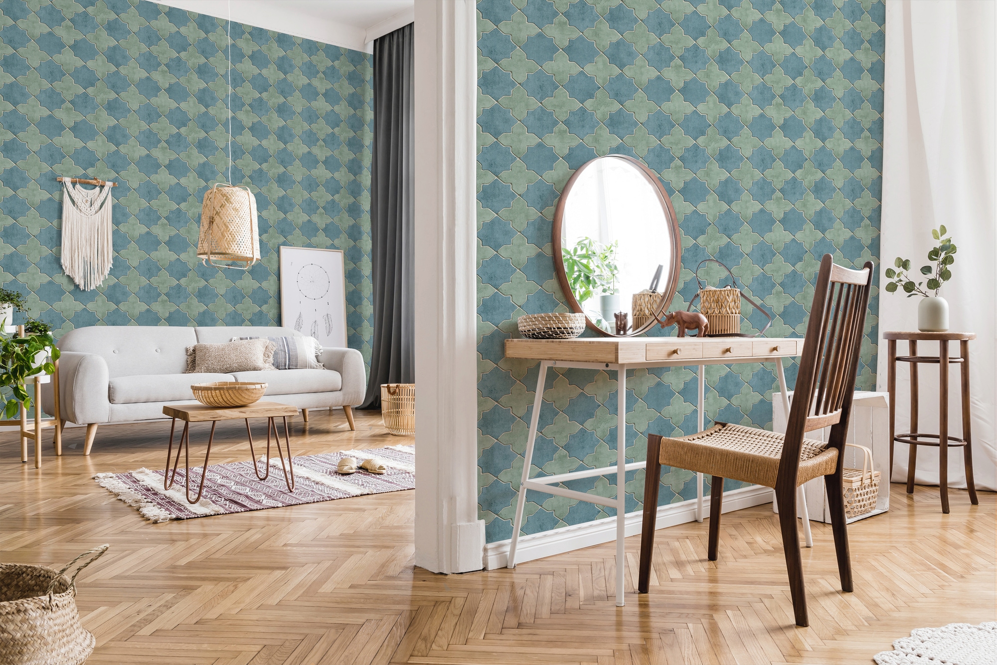 living walls Vliestapete »New Walls Finca Home in Fliesen Optik«, grafisch-geometrisch-gemustert, Tapete Geometrisch Tapeten Wohnzimmer Schlafzimmer Küche Design Optik