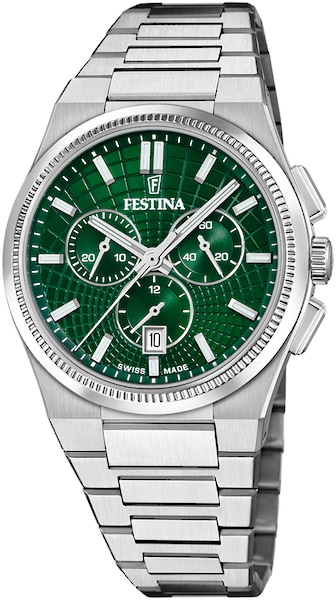 Festina Chronograph »Rivé Collection« Quarzuhr, Armbanduhr, Herrenuhr, Swiss Made, Edelstahlarmband, Analog