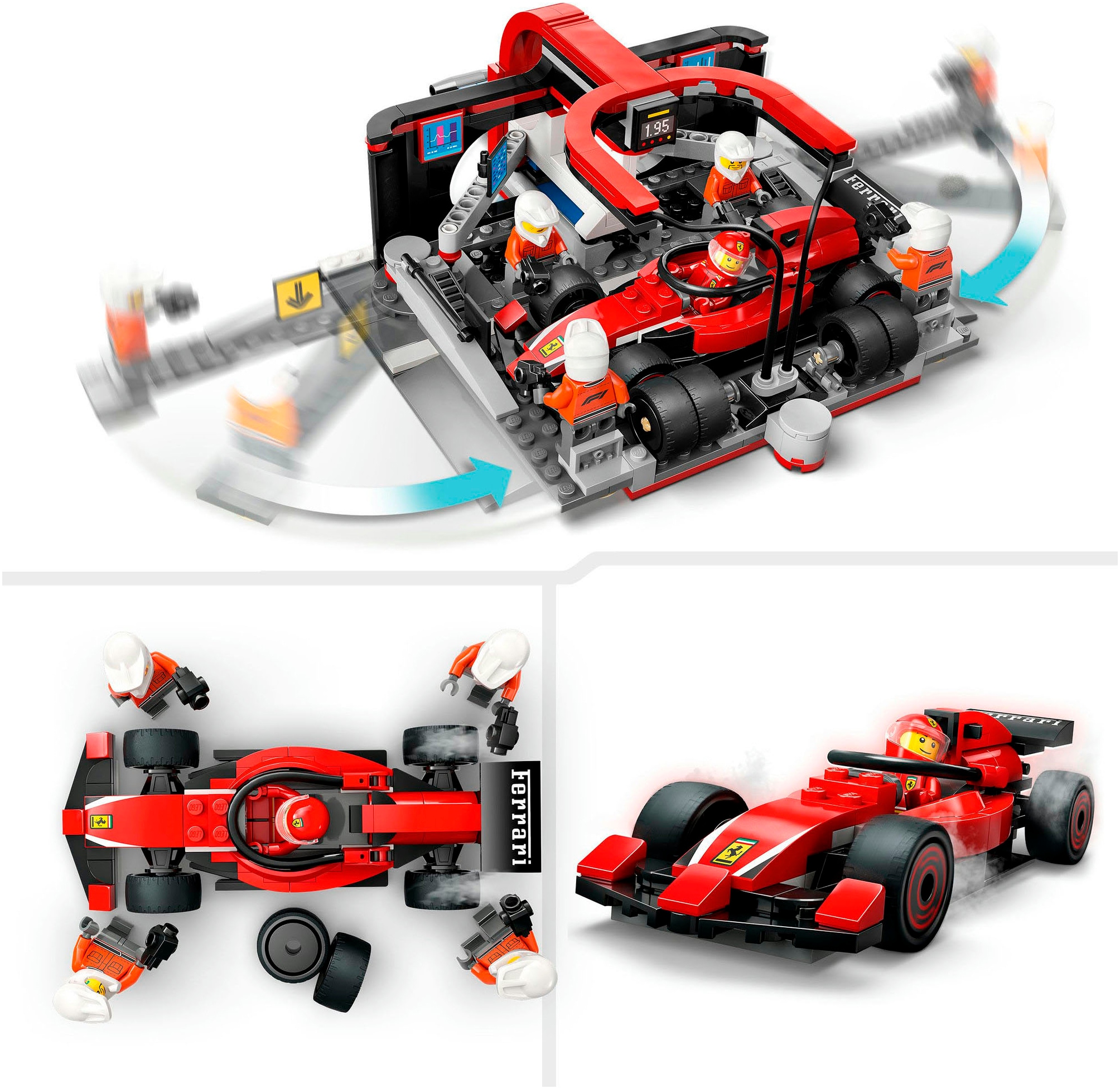 LEGO® Konstruktionsspielsteine »F1® Boxenstopp mit Boxencrew und Ferrari Flitzer (60443), LEGO City«, (322 St.), LEGO City; Made in Europe