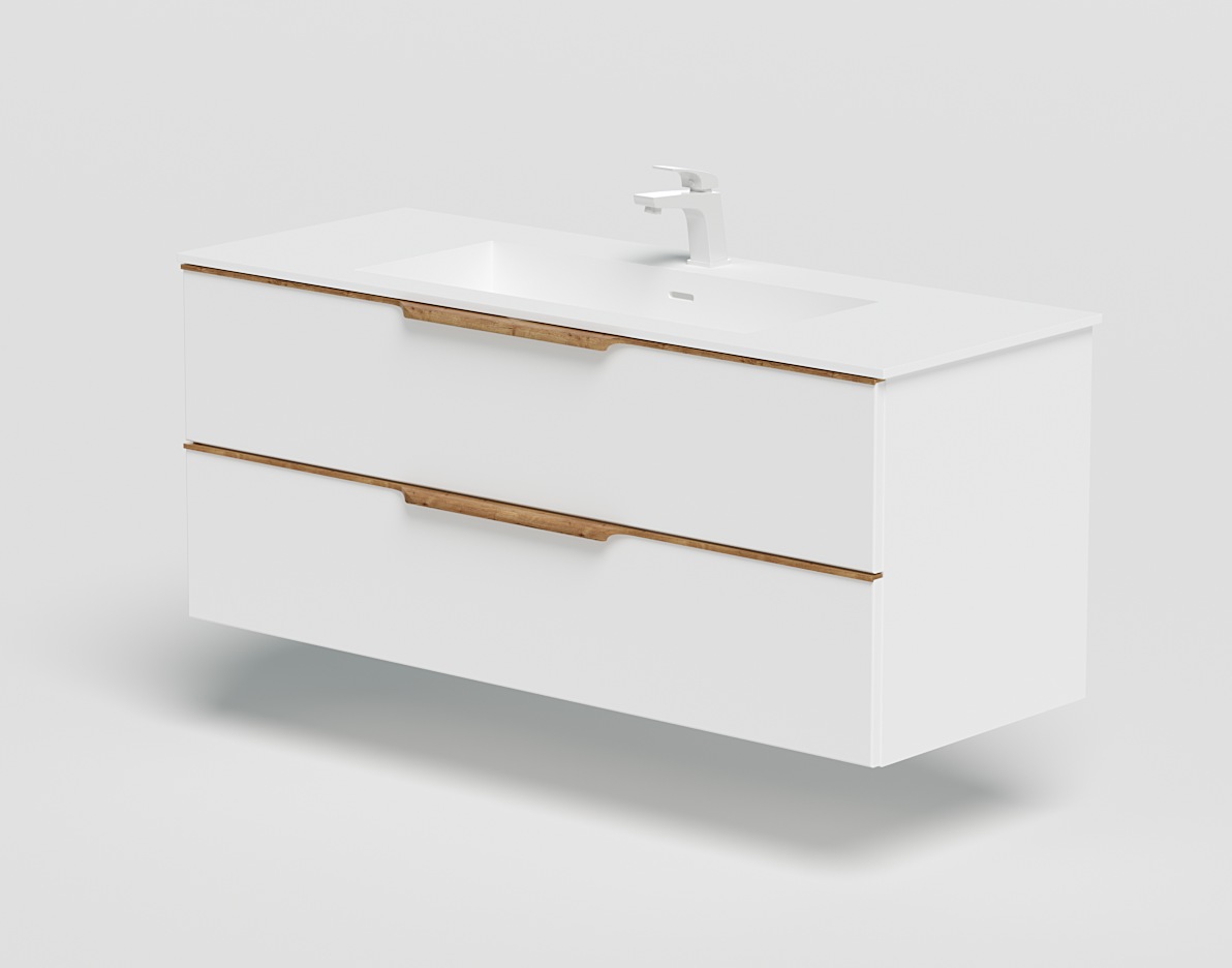 welltime Waschtisch »Amber«, mit CORIAN-Acrylstein Waschbecken, massive Eic günstig online kaufen