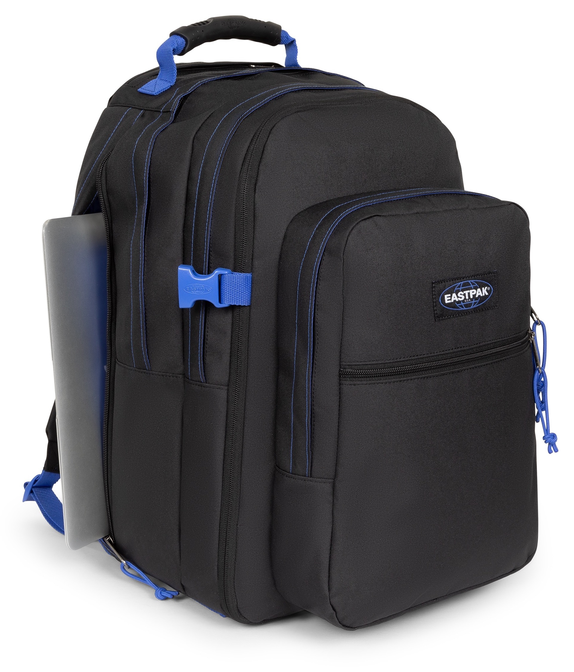 Eastpak Freizeitrucksack »TUTOR Kontrast Black Blue« Schulrucksack mit seitlichem Laptopfach