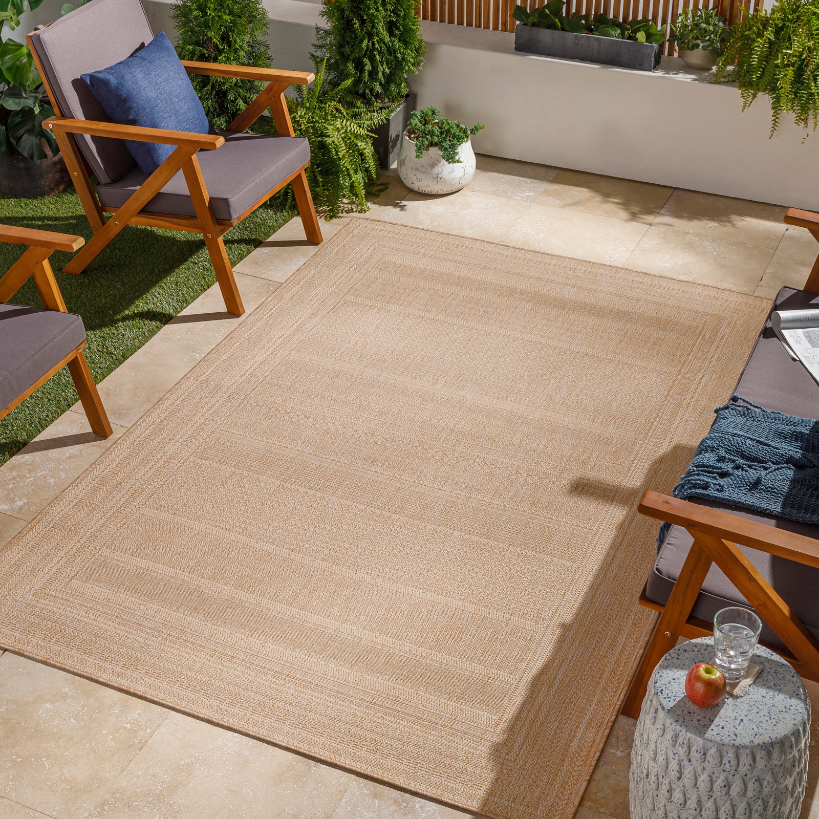Livabliss Teppich »Khoy« Rechteckig 5 Mm Höhe Moderner Teppich Im Jute-Look, Wetterfest Für Balkon & Terrasse