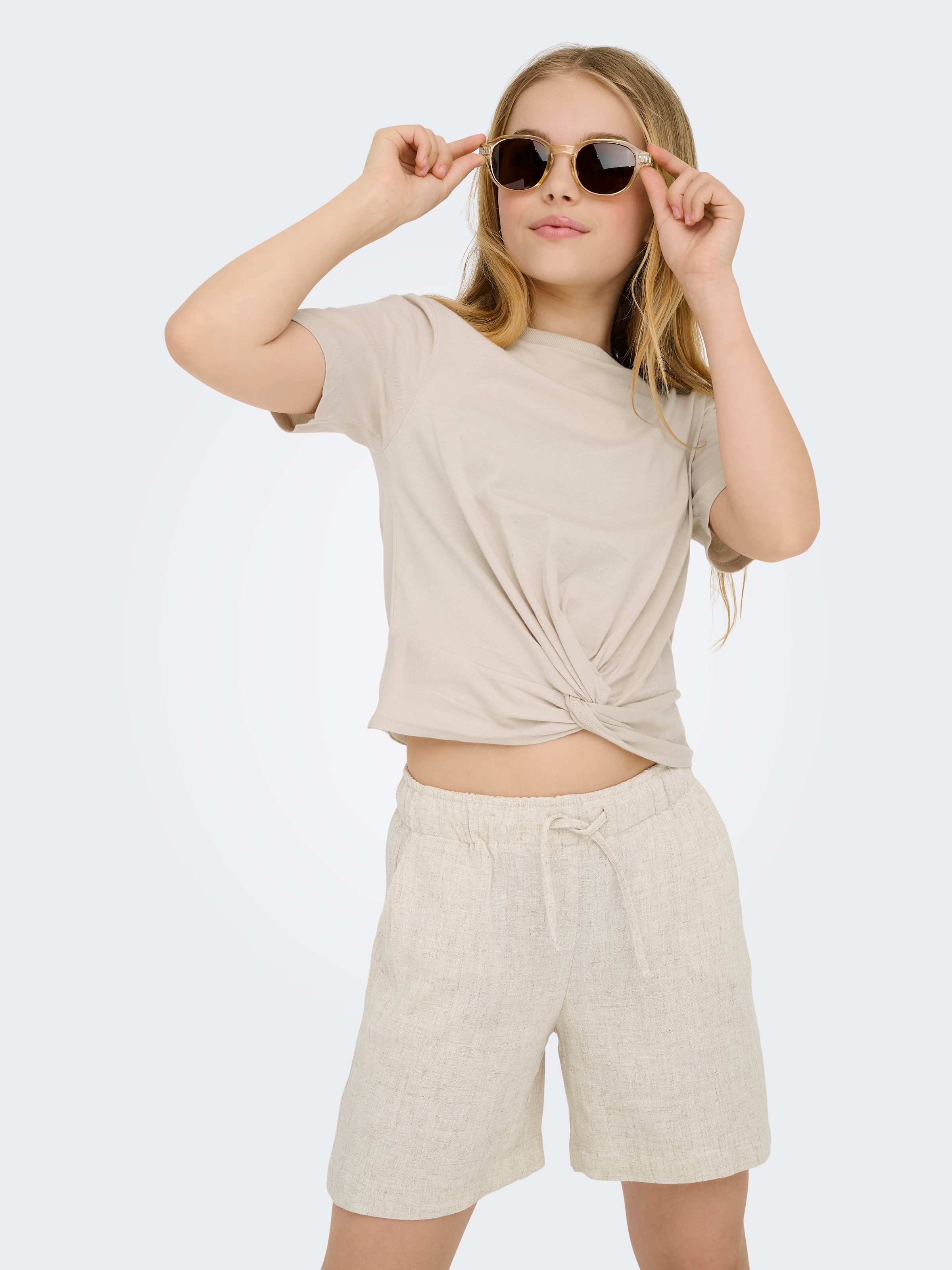 KIDS ONLY Shorts »KOGSIESTA PULL-UP LINEN BLEND SHORTS PNT«  in Leinenoptik