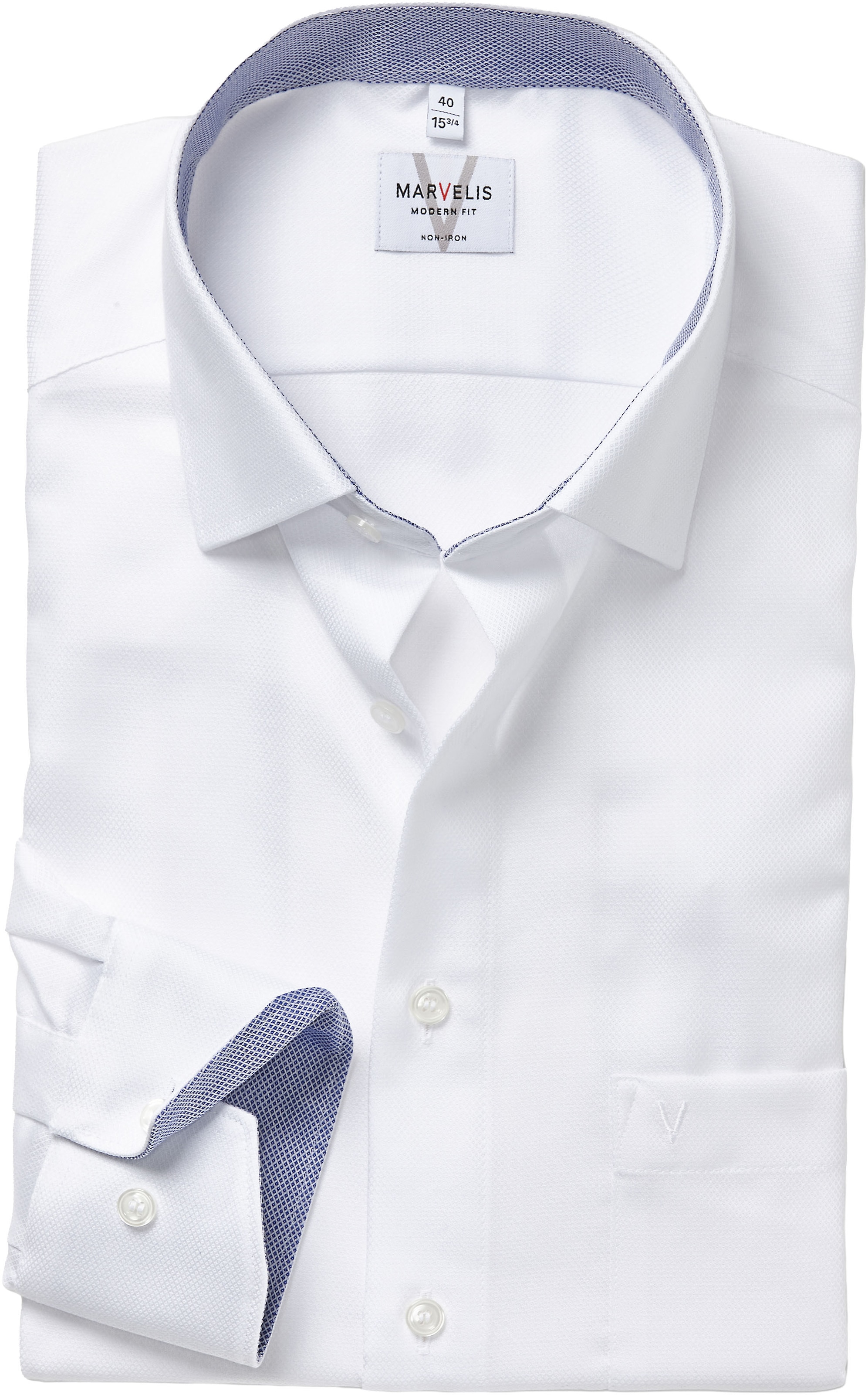 MARVELIS Langarmhemd Businesshemd, modern fit, bügelfrei