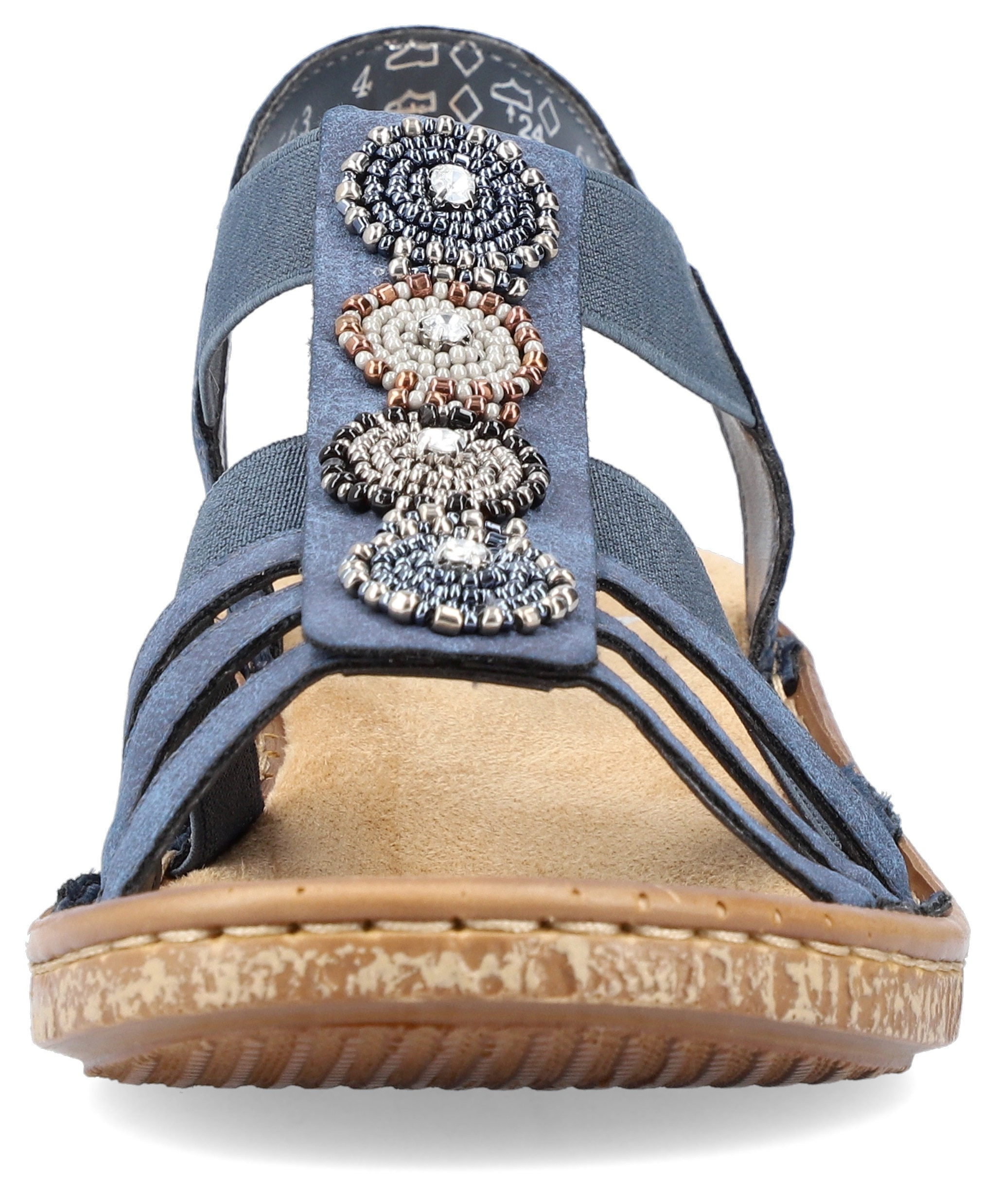 Rieker Riemchensandale, Sommerschuh, Sandalette, Keilabsatz, mit Zierperlen besetzt