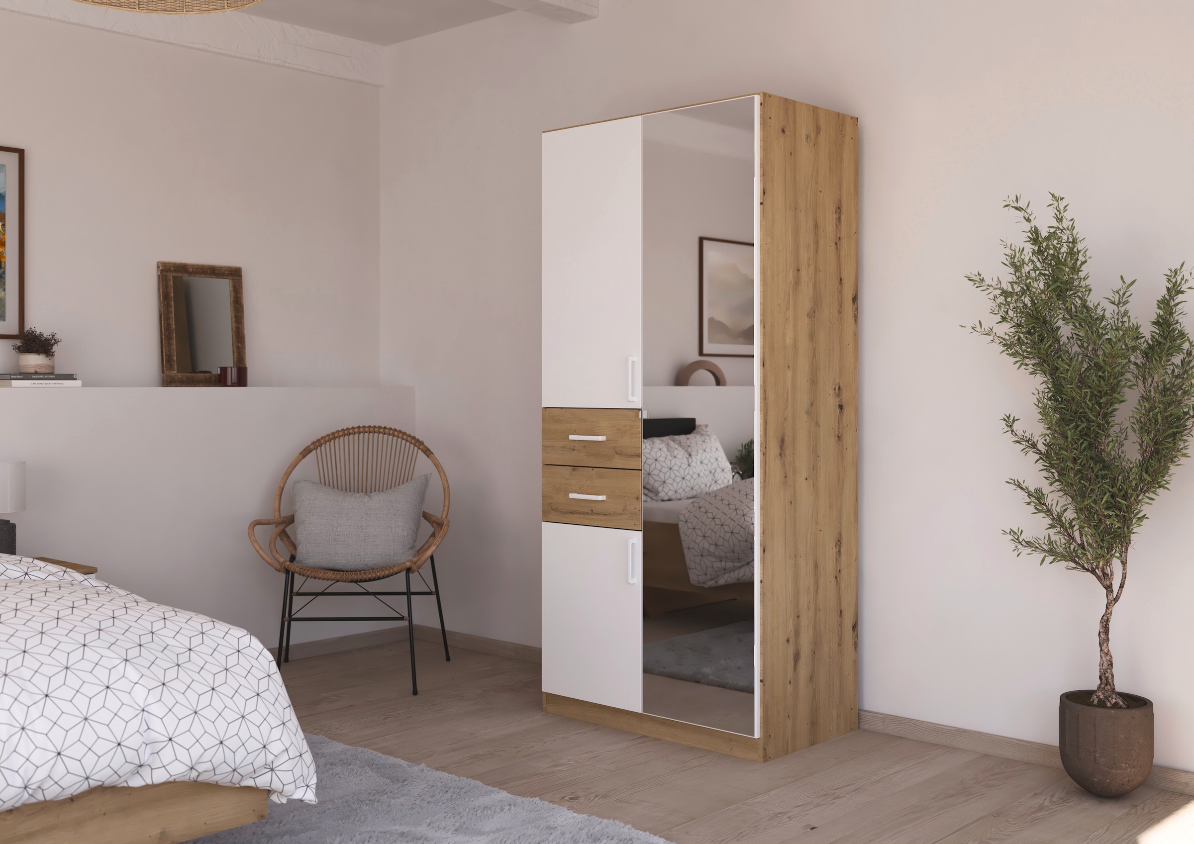 rauch Drehtürenschrank "Maika" mit Spiegel, 2 Schubladen, in verschiedenen günstig online kaufen