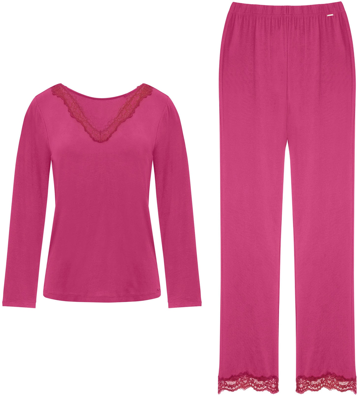 Dorina Pyjama »ORIGINS« Set, 2 tlg. Spitze, weich, Langarm, bequem, feminin