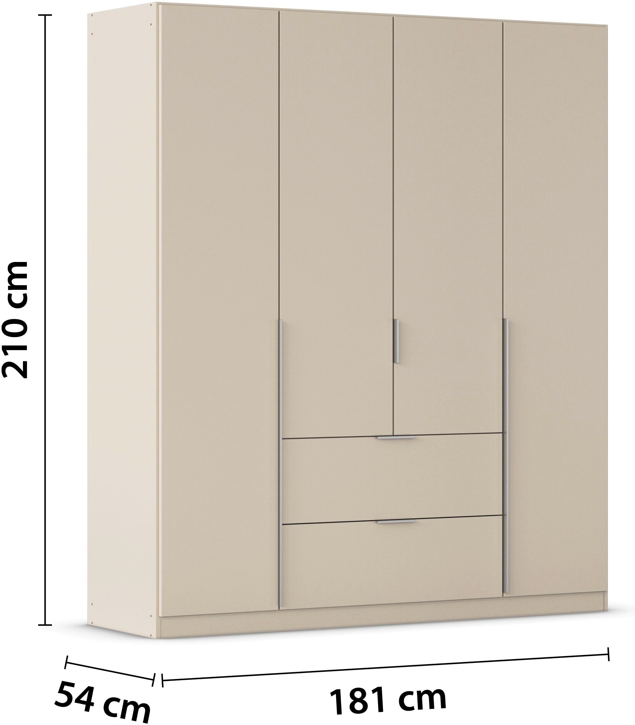 rauch Drehtürenschrank »Kleiderschrank Schrank Garderobe AGORDO mit Dekor- oder Hochglanzfront«, (in zwei Griff-Farben mit Dekor- oder Hochglanzfront), mit Außenschubkästen, in 6 Breiten und 2 Höhen MADE IN GERMANY