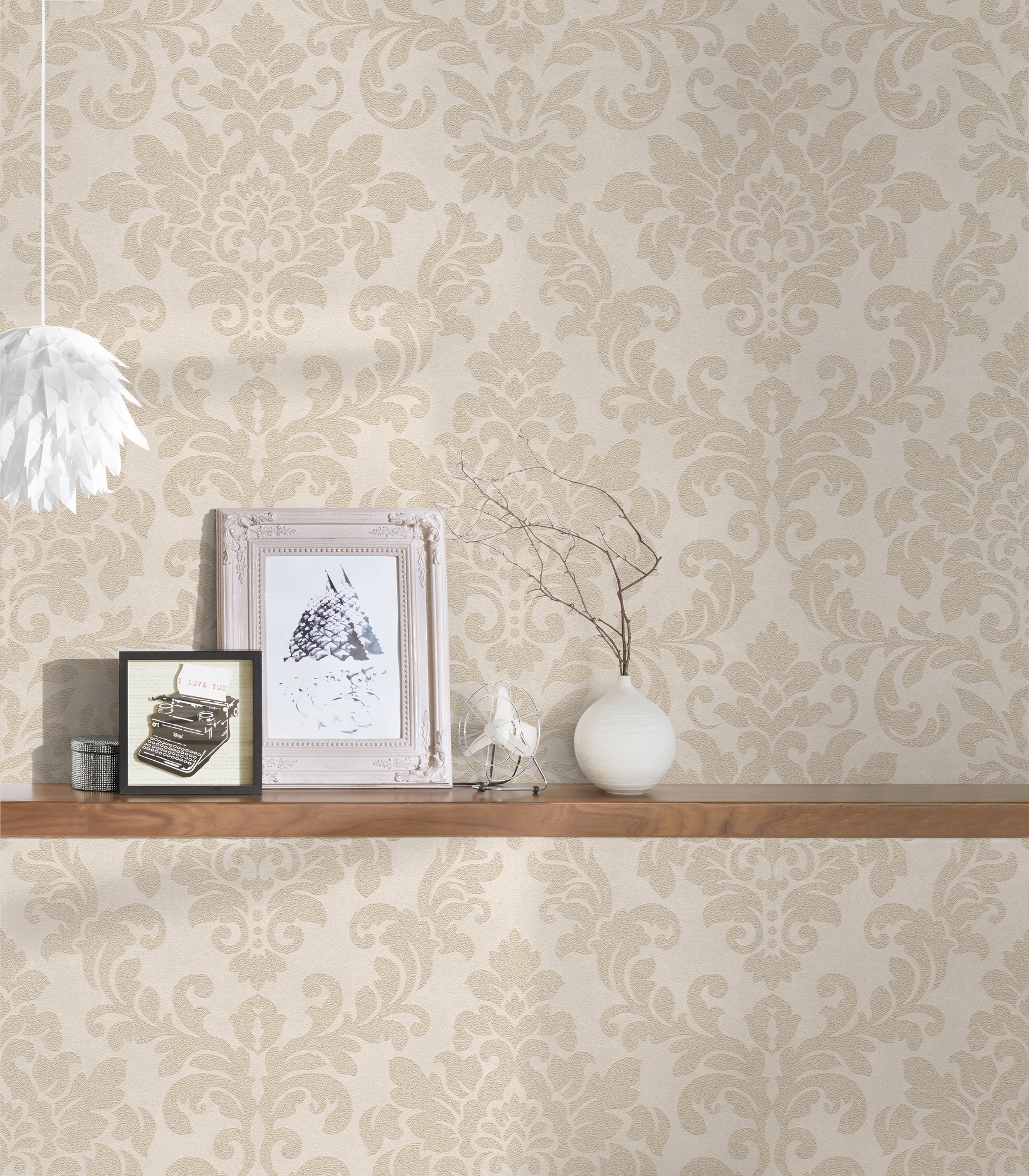 living walls Vliestapete »Trendwall mit Ornamenten barock«, Barock-ornamental-gemustert, Glitzertapete Ornament Tapete Barock Tapeten Wohnzimmer Schlafzimmer