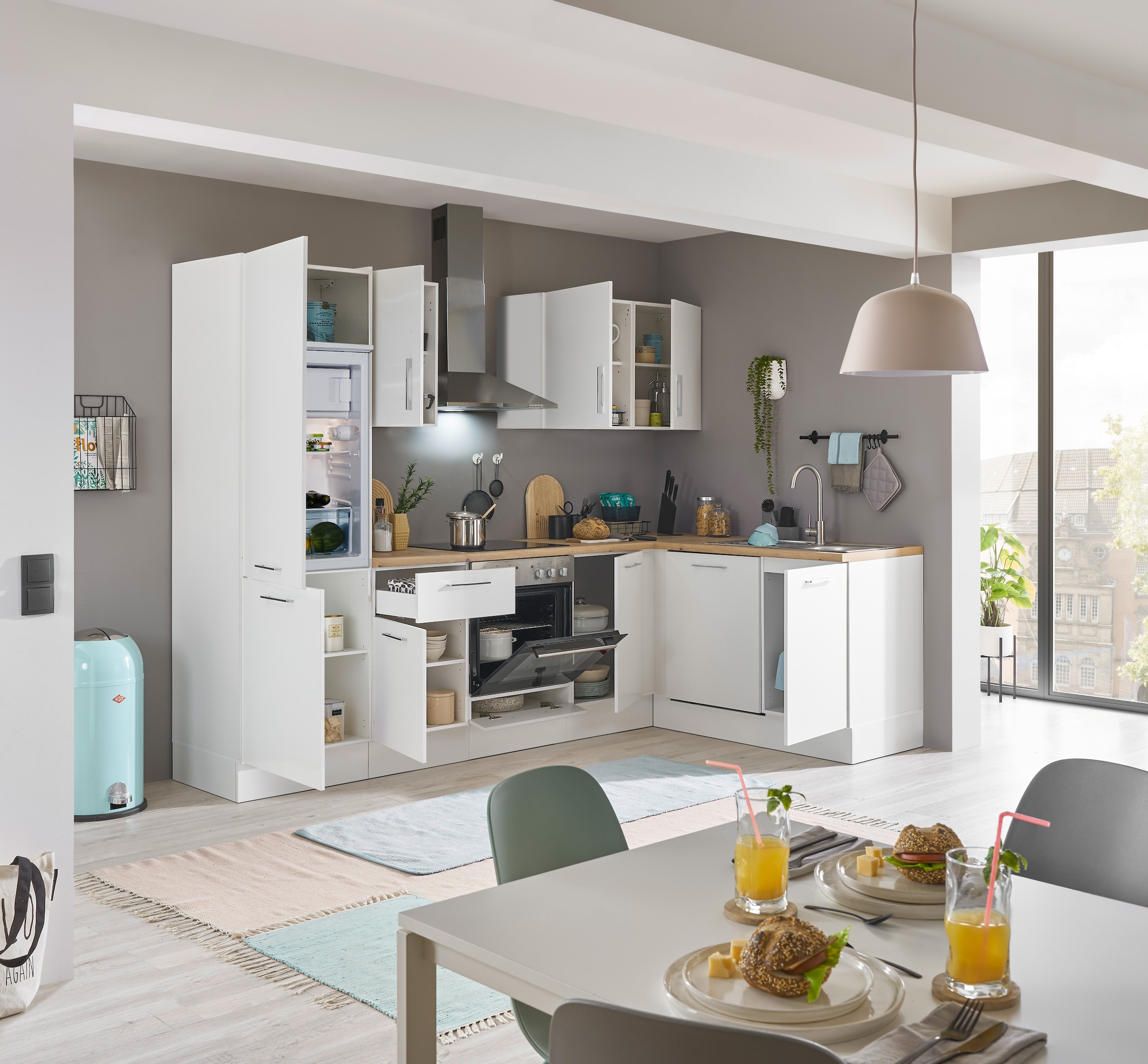 BASIC by Balculina Winkelküche »Turin«, Stellbreite 280x175 cm, wahlweise mit E-Geräten