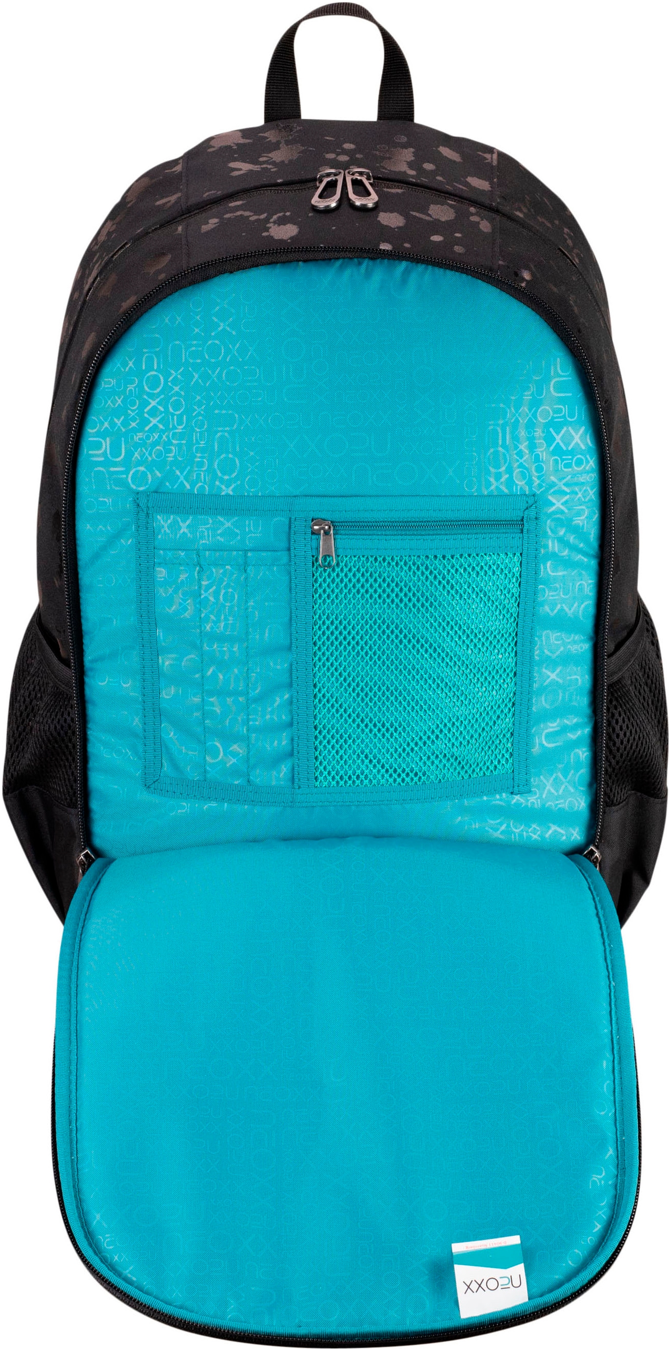 neoxx Schulrucksack »Flow, Splash Black«, teilweise aus recyceltem Material