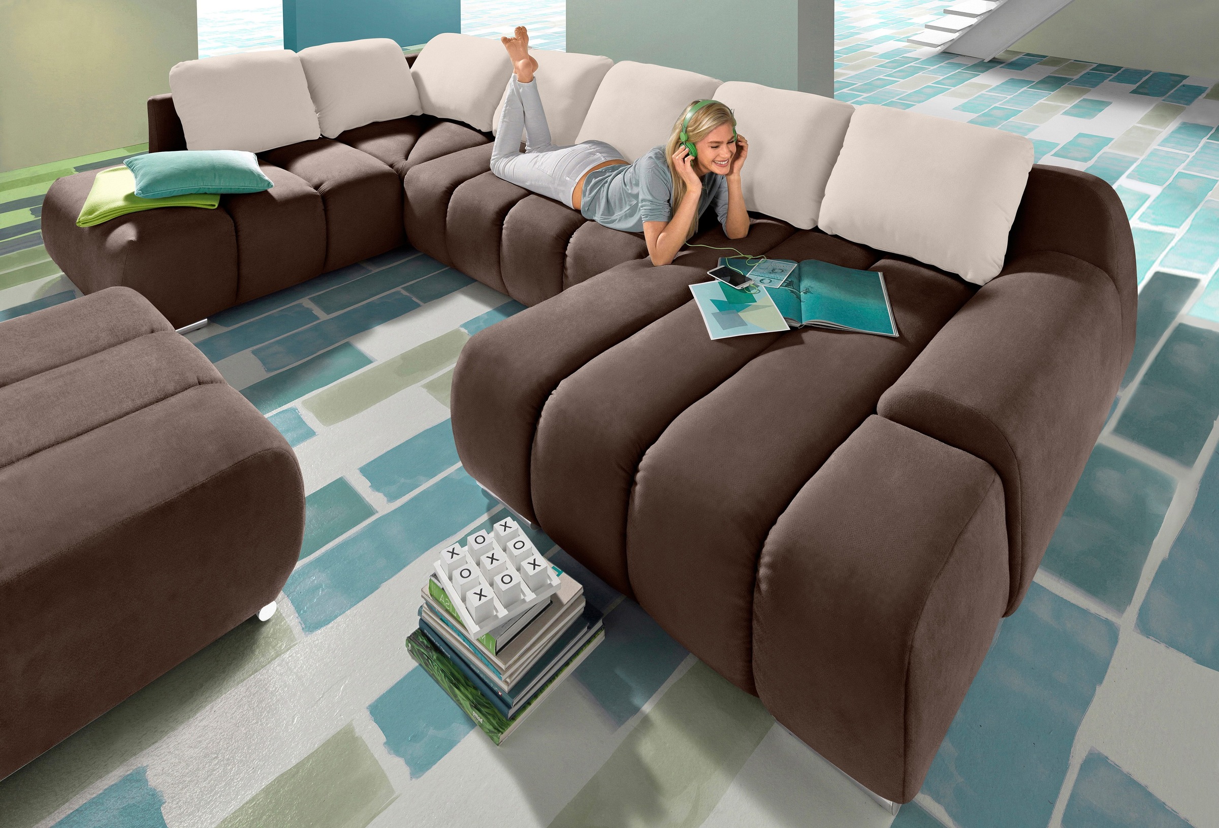 Home affaire Wohnlandschaft »Bono U-Form« wahlweise mit Bettfunktion günstig online kaufen