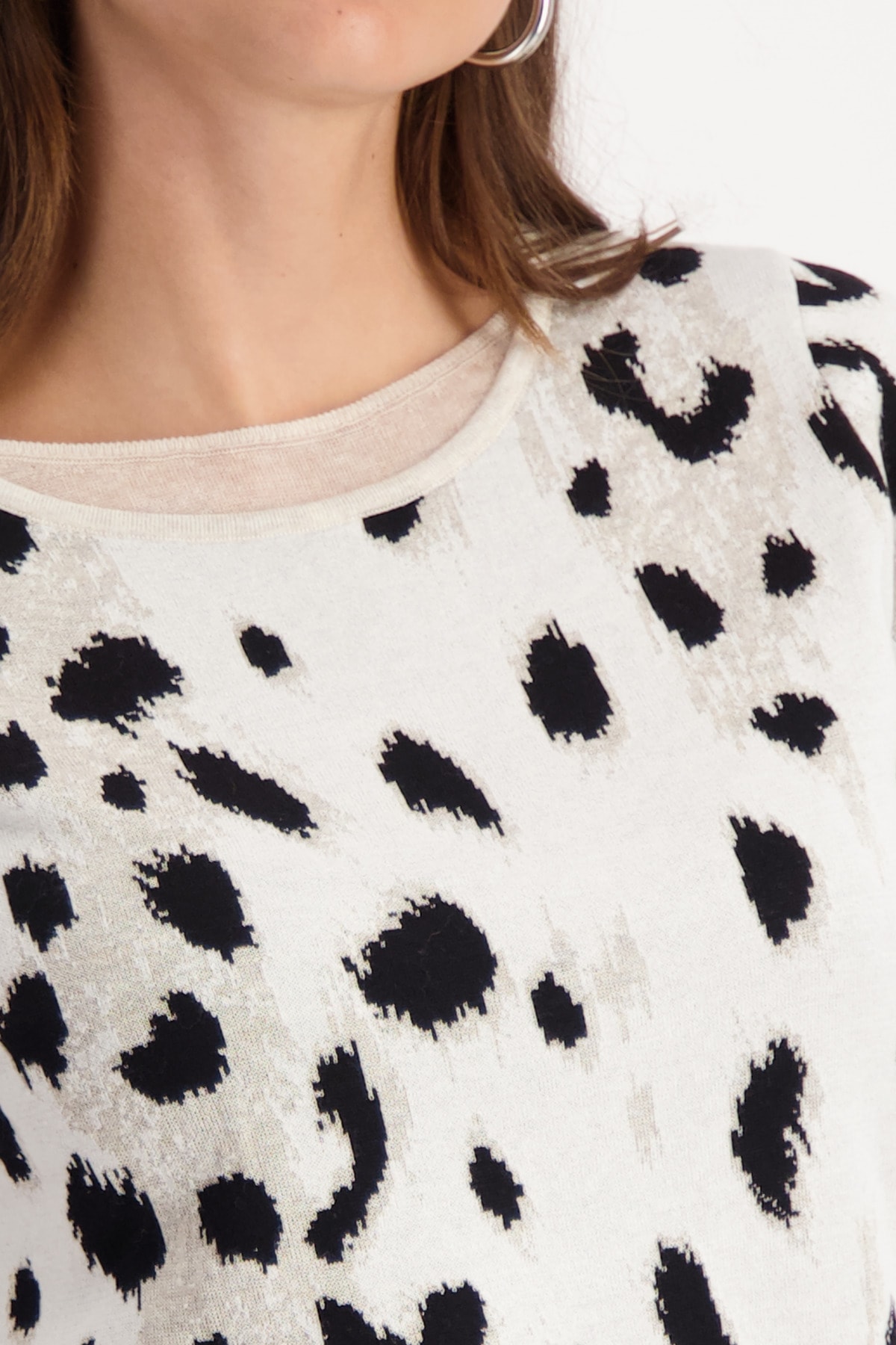 Monari Rundhalspullover »Pullover Leo Jacquard«