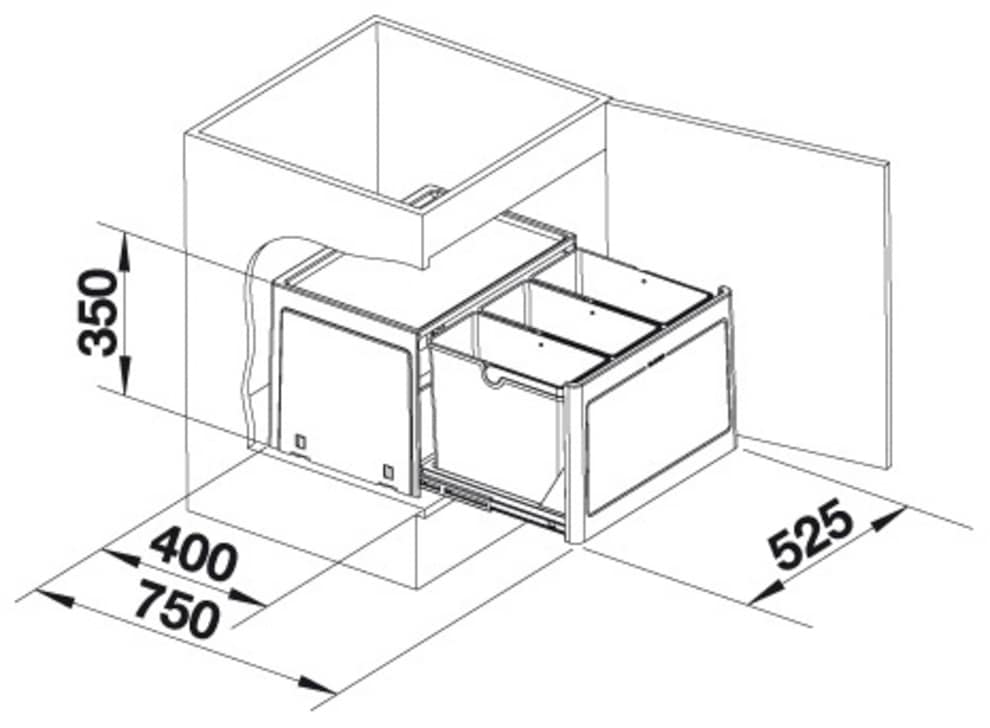 Blanco Mülltrennsystem »Botton Pro 60/3« 3 Behälter manuell, Kunststoff, 60 mm Untermass
