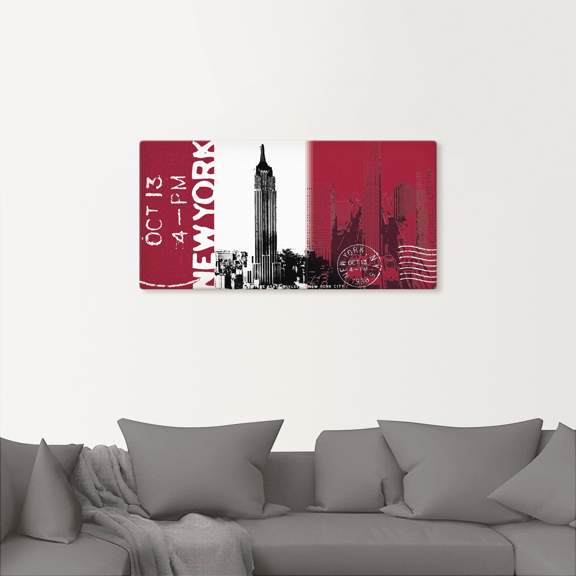 Artland Leinwandbild »New York - bordeaux«, Gebäude, (1 St.), auf Keilrahmen gespannt