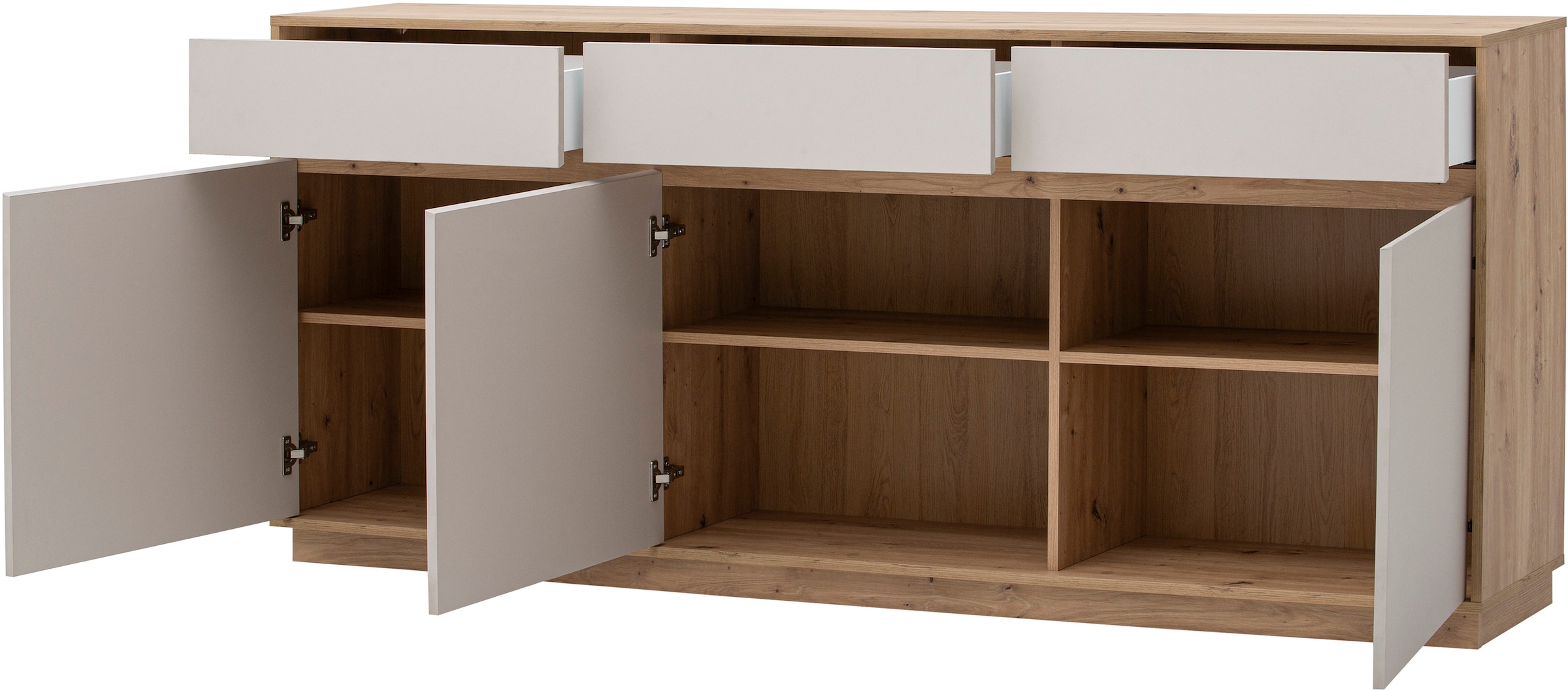 Home affaire Sideboard »Sonora, moderner Schrank, Kommode in Eiche Artisan, 202 cm breit« filigrane Rahmenoptik, ausreichend Stauraum, vielseitig einsetzbar
