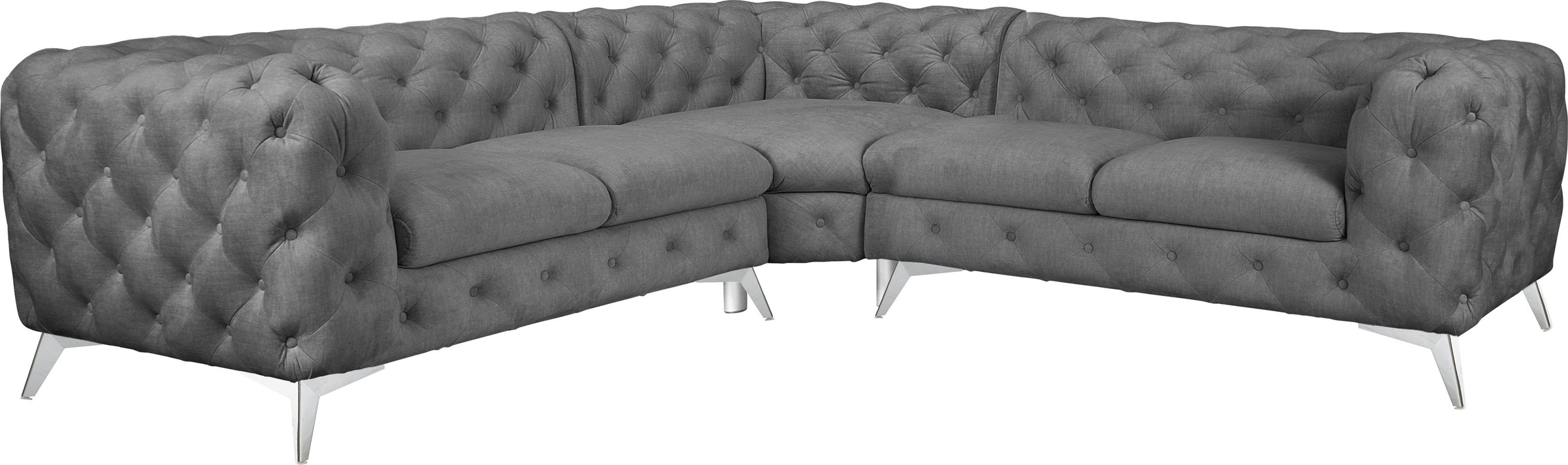 Leonique Chesterfield-Sofa »Ecksofa GLYNIS L-Form mit Wellenunterfederung, günstig online kaufen
