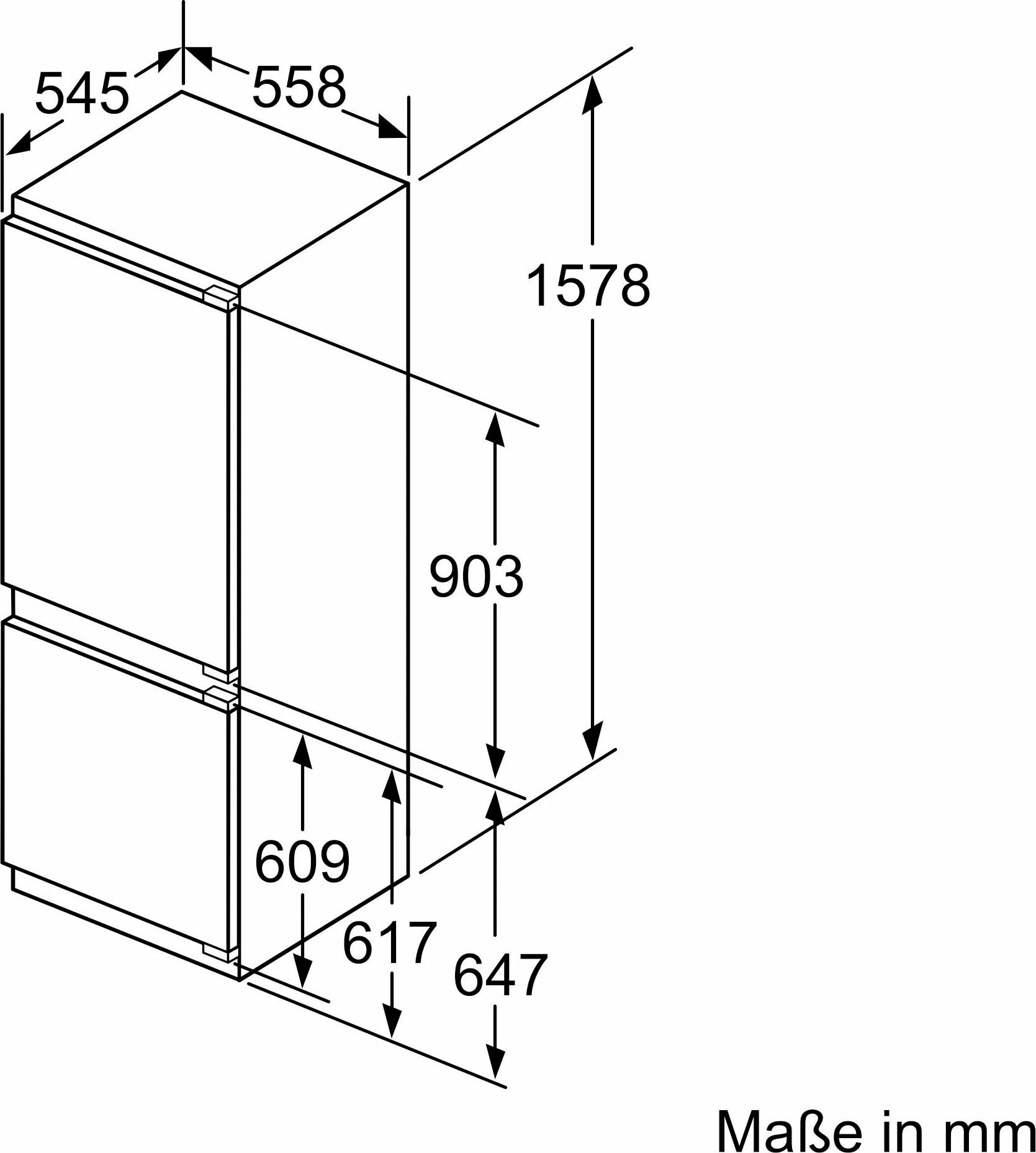 Constructa Einbaukühlgefrierkombination »CK677AFE0«, CK677AFE0, 157,8 cm hoch, 55,8 cm breit
