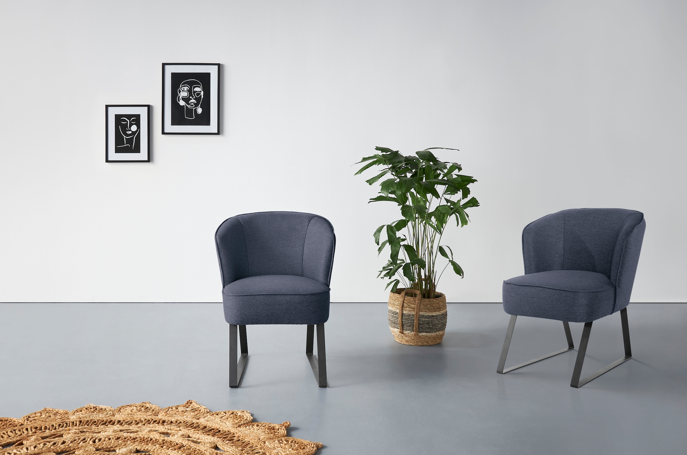exxpo - sofa fashion Sessel »Americano, Loungesessel«, mit Keder und Metallfüßen, Bezug in verschiedenen Qualitäten, 1 Stck.