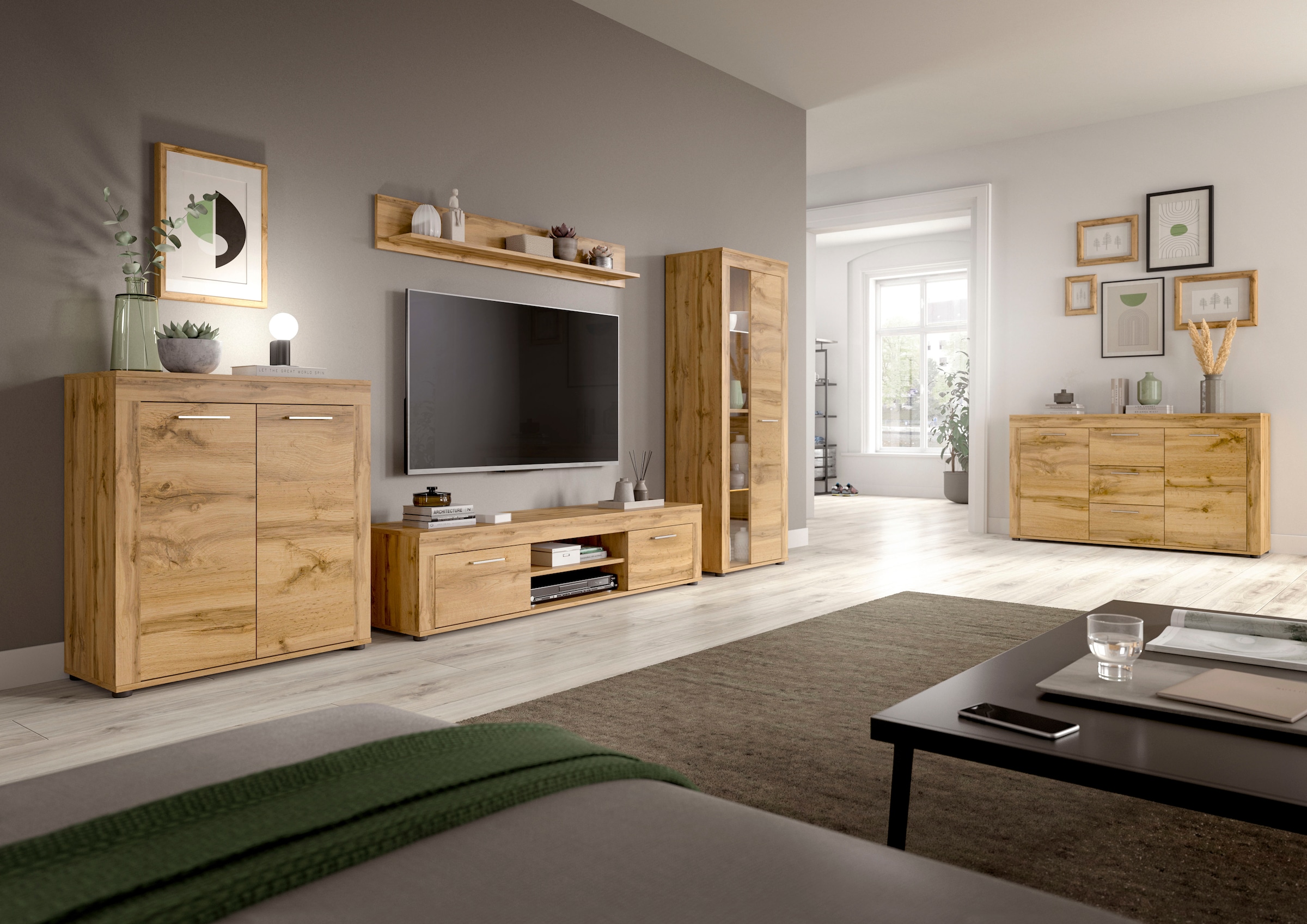 INOSIGN Lowboard »Aosta, Breite 160 cm, in verschiedenen Farbausführungen«, mit 2 Klappen und 2 offenen Fächern, TV-Board, Mediaboard, TV-Möbel