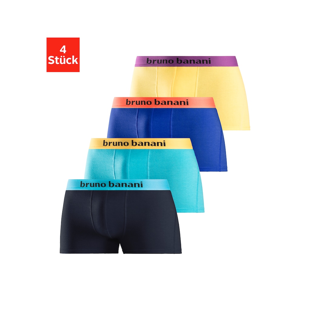 Bruno Banani Boxer, (Packung, 4 St.), mit farbigen Marken-Schriftzug am Bündchen