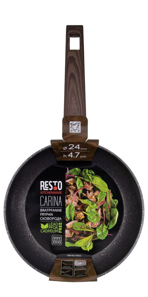 RESTO Kitchenware Bratpfanne »Carina, Universalpfanne mit holzähnlichem Soft-Touch-Griff«, Aluminium, (1 tlg.), mit Marmor-Antihaftbeschichtung, 4-lagig, für alle Herdarten geeignet