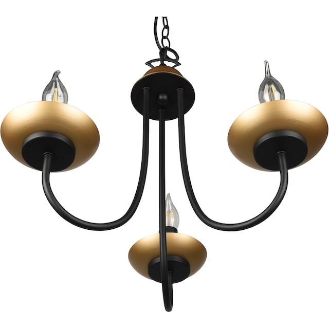 TRIO Leuchten Kronleuchter »Livia«, 3 flammig-flammig, Lüster 3-flammig in  schwarz-gold, exkl 3xE14 (max 28W), Höhe max 150cm online bestellen