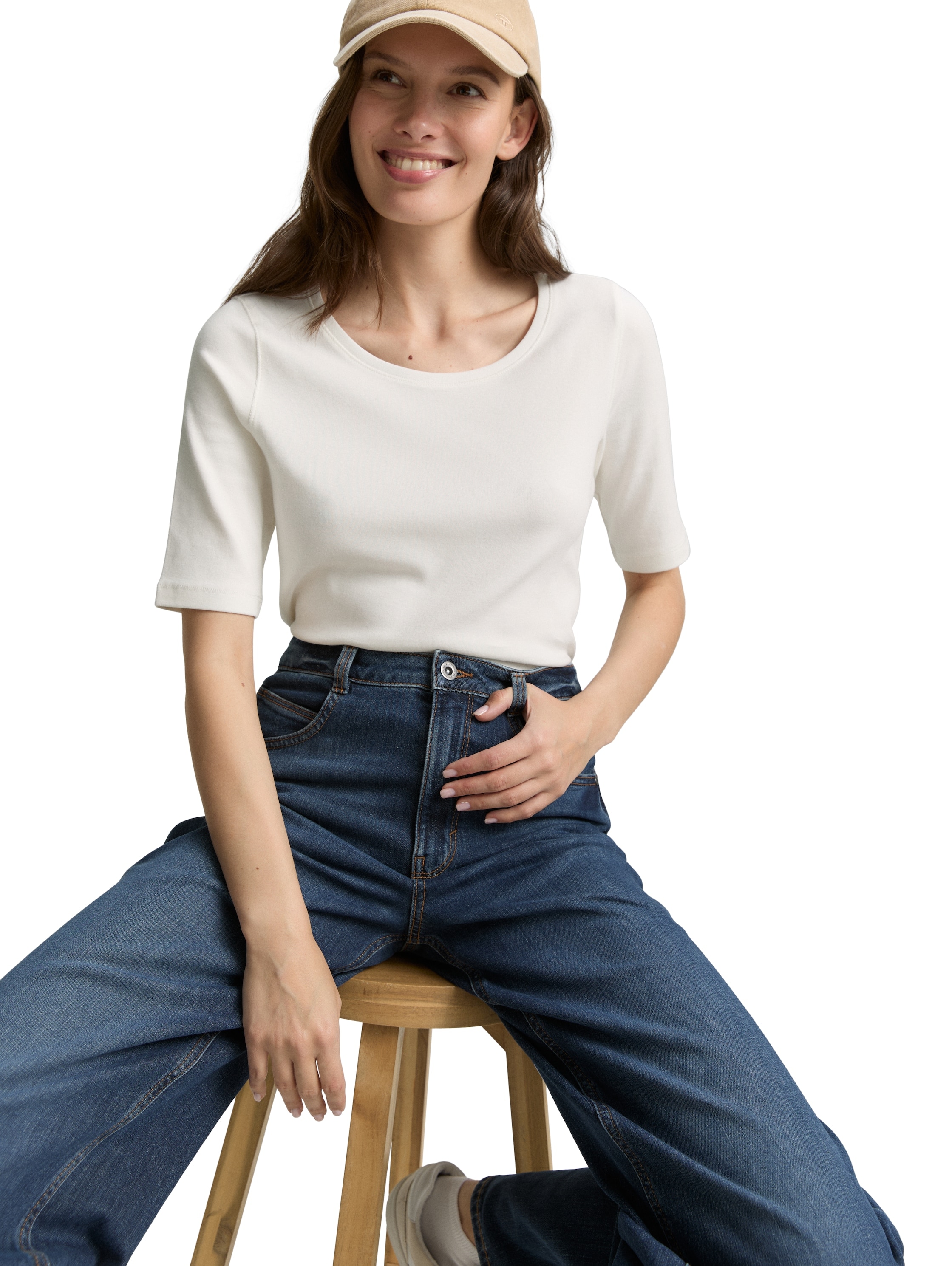 TOM TAILOR T-Shirt mit großem Rundhalsausschnitt