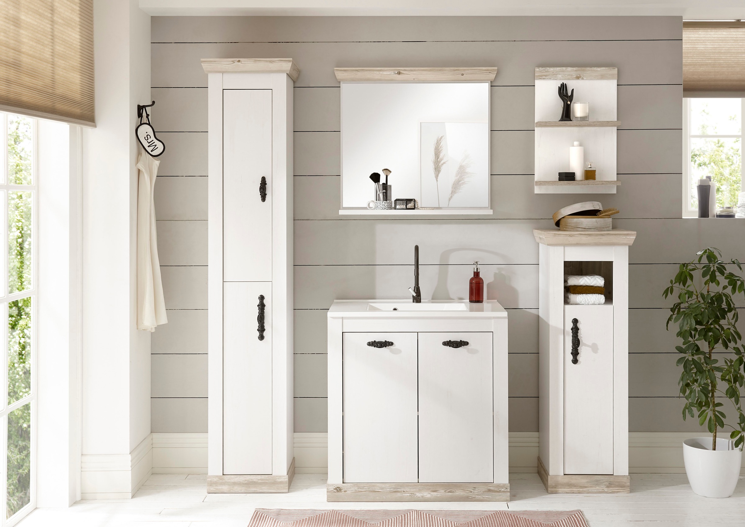 Home affaire Badmöbel-Set »Florenz, Bad im Landhausstil, 5-teiliges Badezim günstig online kaufen