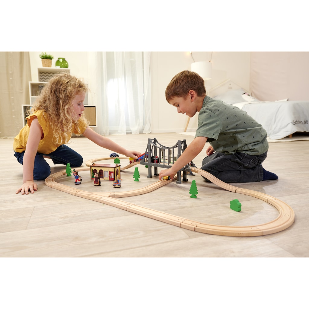 Eichhorn Spielzeug-Eisenbahn »Bahnset mit Brücke«, (Set, 55 tlg.)