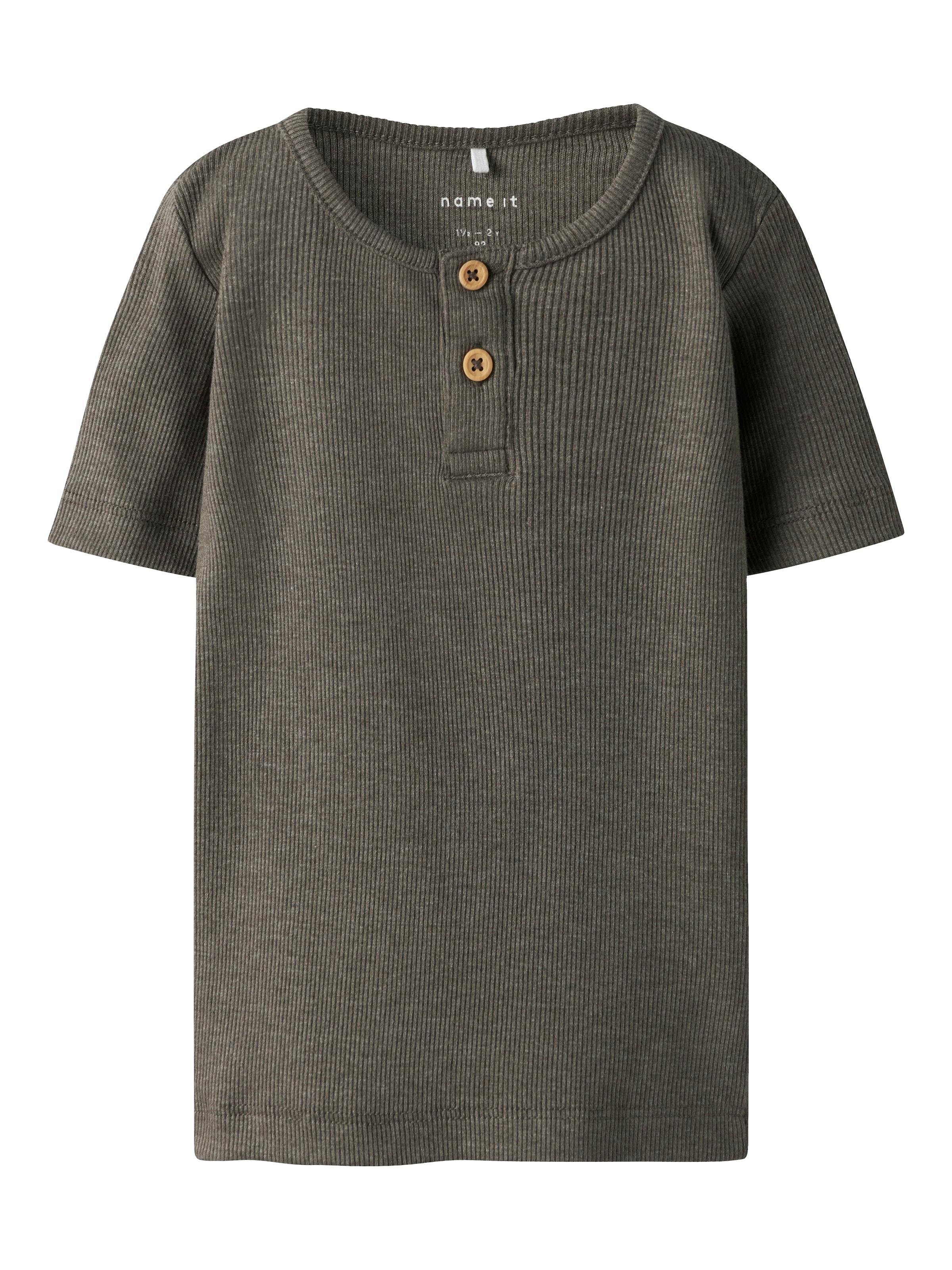 Name It Kurzarmshirt »NMMKAB TOP NOOS«, im elastischem Feinripp und mit kurzer Knopfleiste am Ausschnitt
