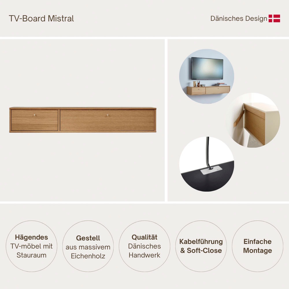 Hammel Furniture TV-Board »Mistral Fernsehschrank, Medienmöbel, Hängend,« Schublade und Klapptür, Lowboard, B: 133 cm