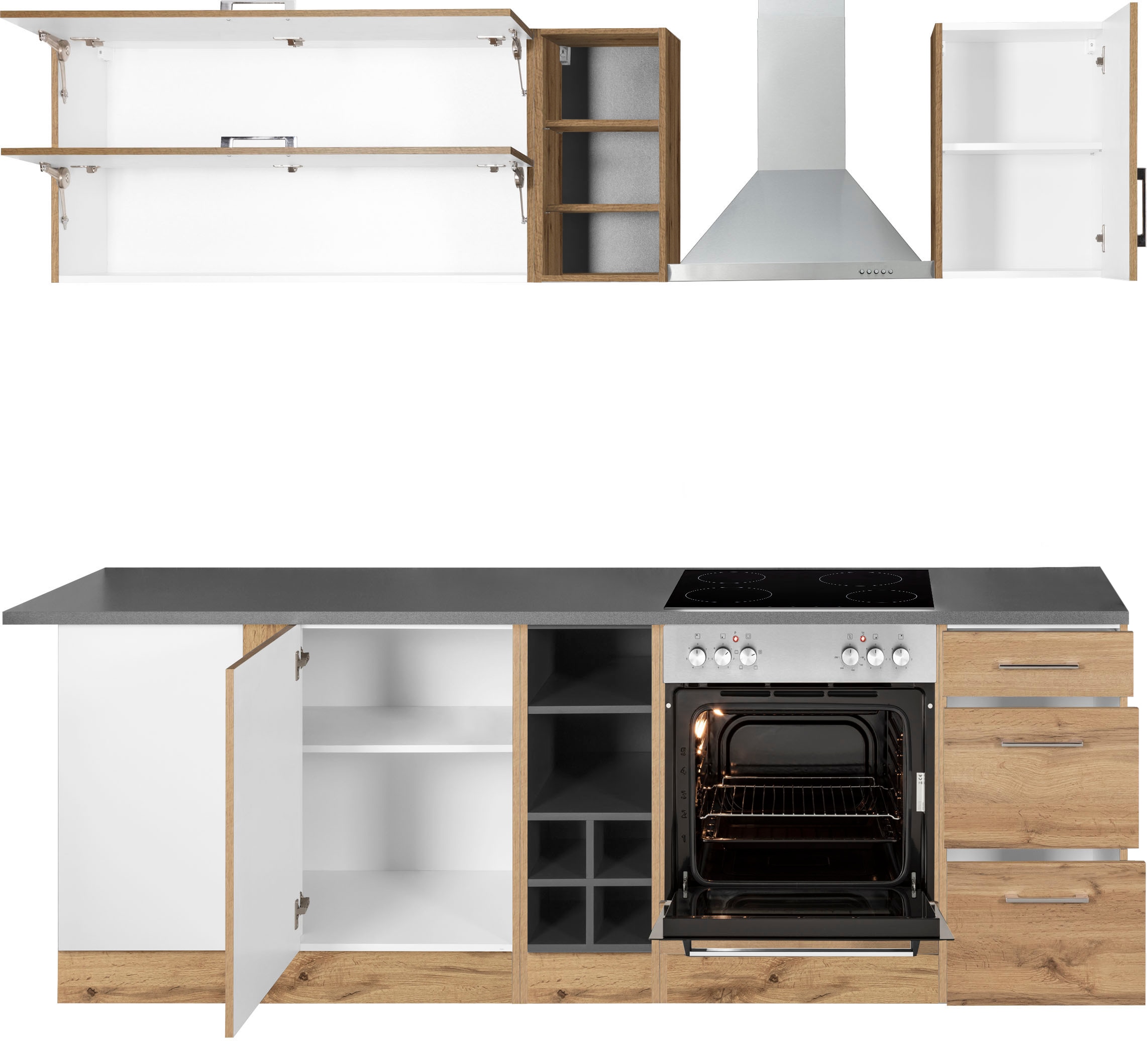 KOCHSTATION Winkelküche »KS-Colmar«, mit E-Geräten, Stellbreite 210/240 cm