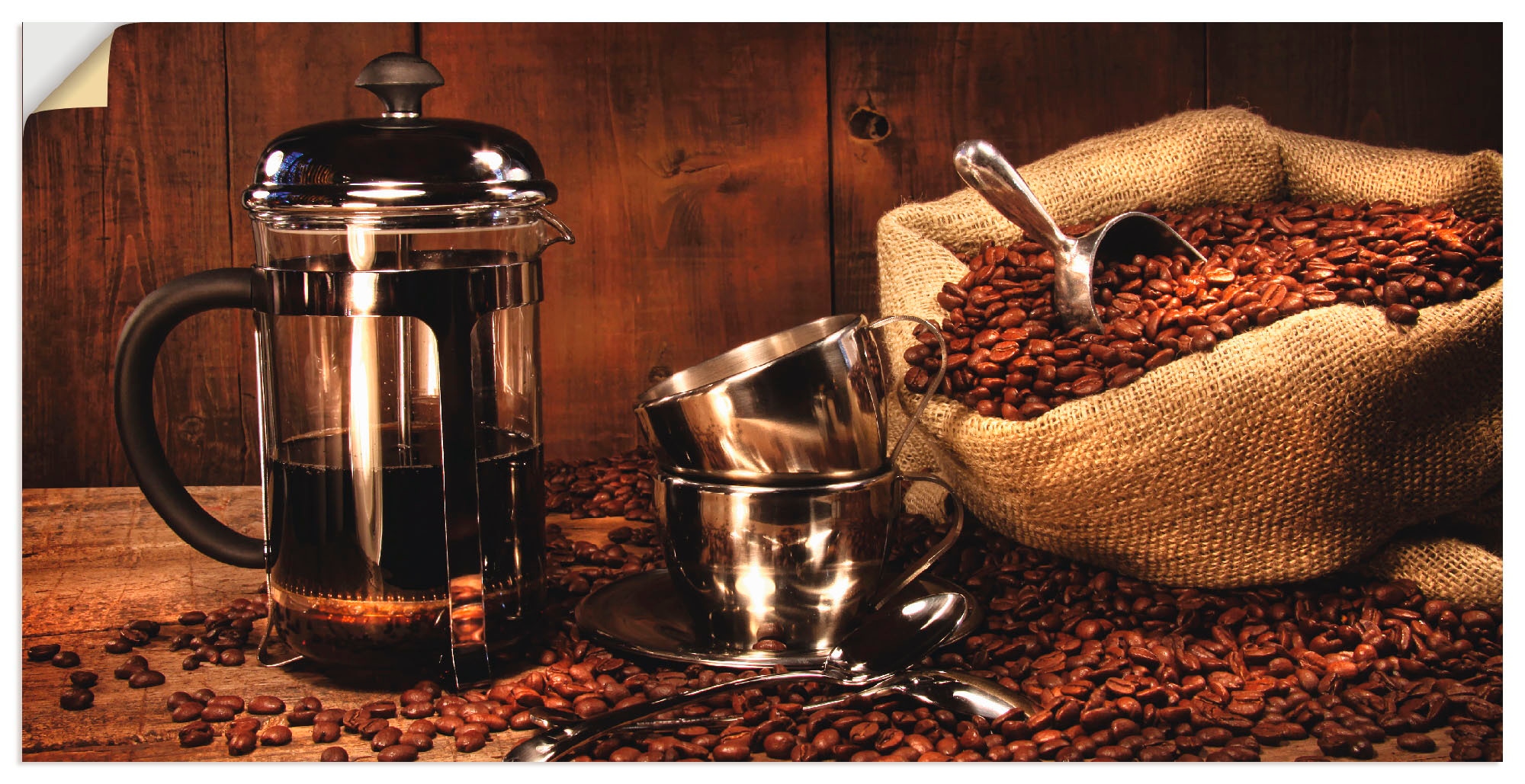 Artland Wandfolie »Sack Kaffeebohnen mit Presse«, Getränke, (1 St.), selbstklebend