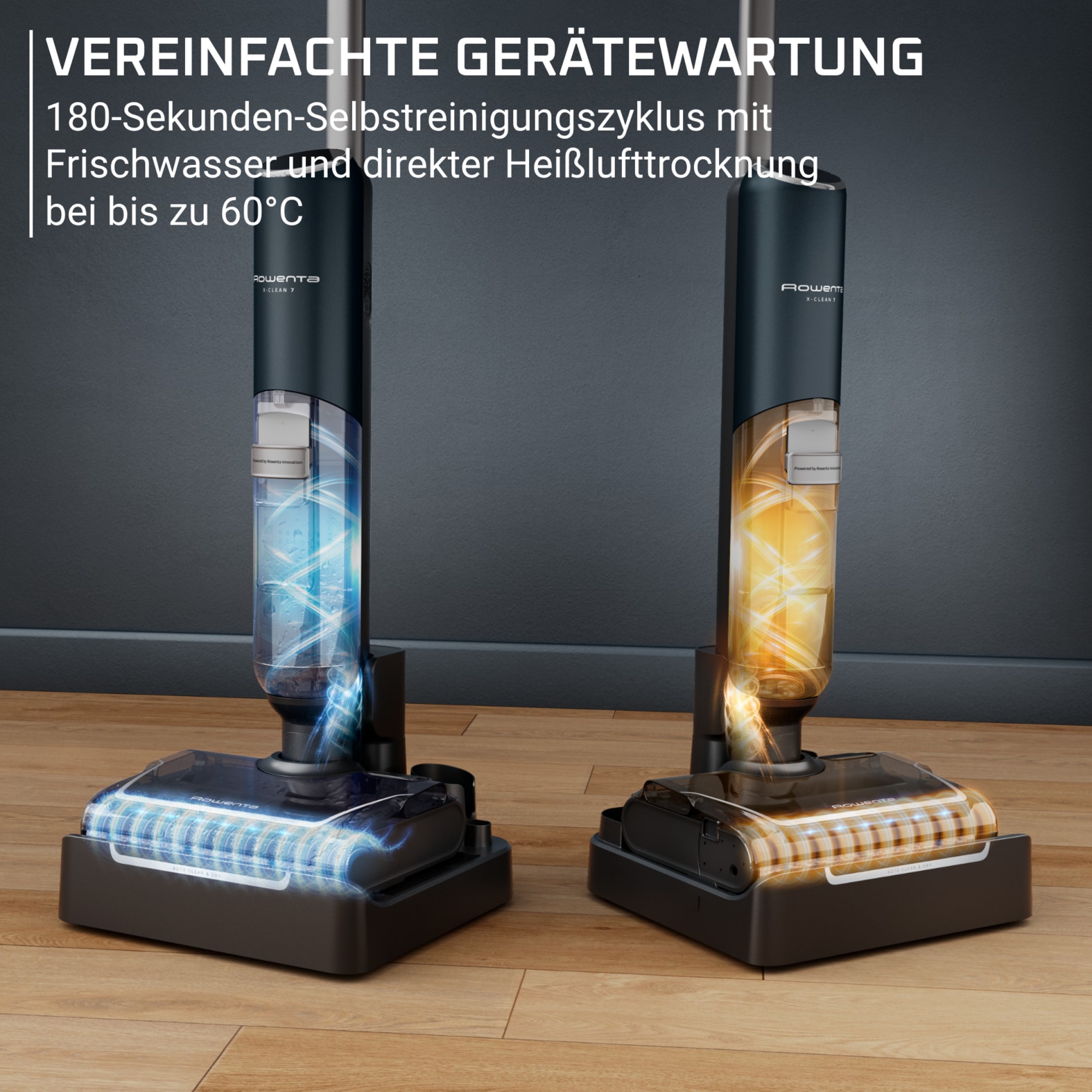 Rowenta Nass-Trocken-Sauger »X-Clean 7, Saugen und Wischen, LED-Display, 180° abflachbares Design« selbstreinigend, selbstfahrendes Walzensystem, für Hartböden, GZ5735