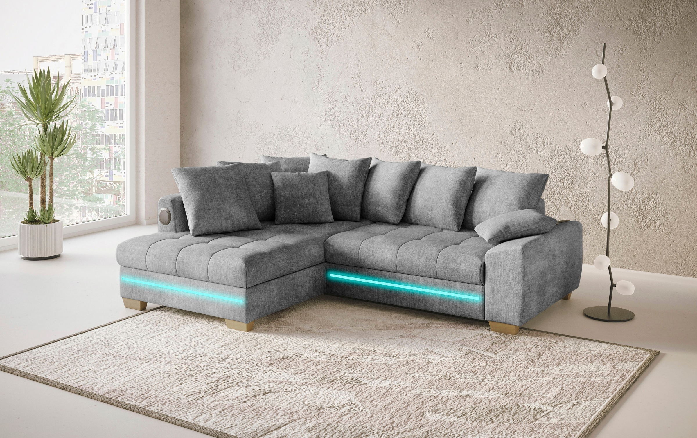 Mr. Couch Ecksofa »Nikita II, L-Form«, mit Kaltschaum, RGB-LED, Soundsystem günstig online kaufen